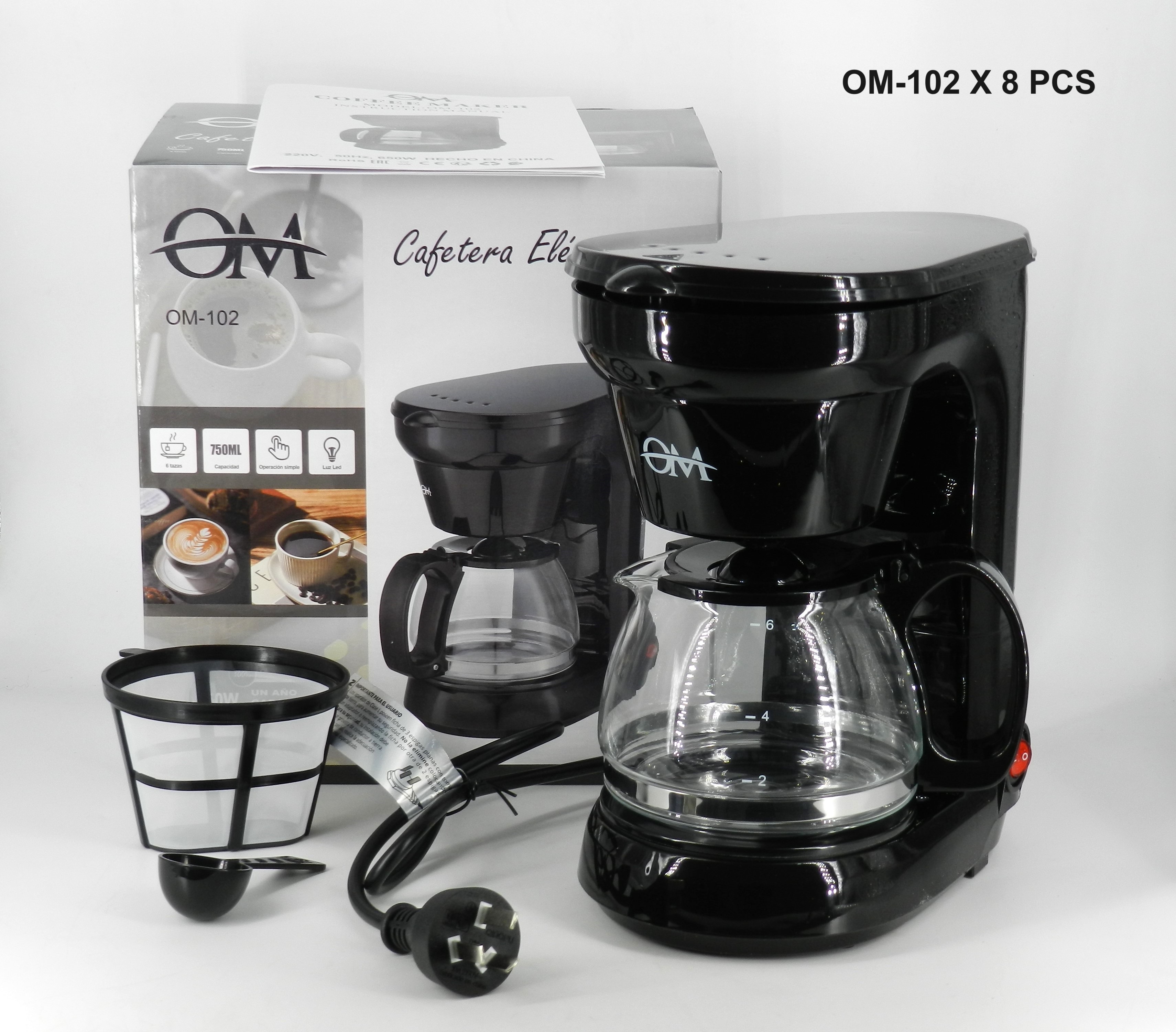 Cafetera Eléctrica De Goteo 750ml 6 Tazas Filtro Lavable