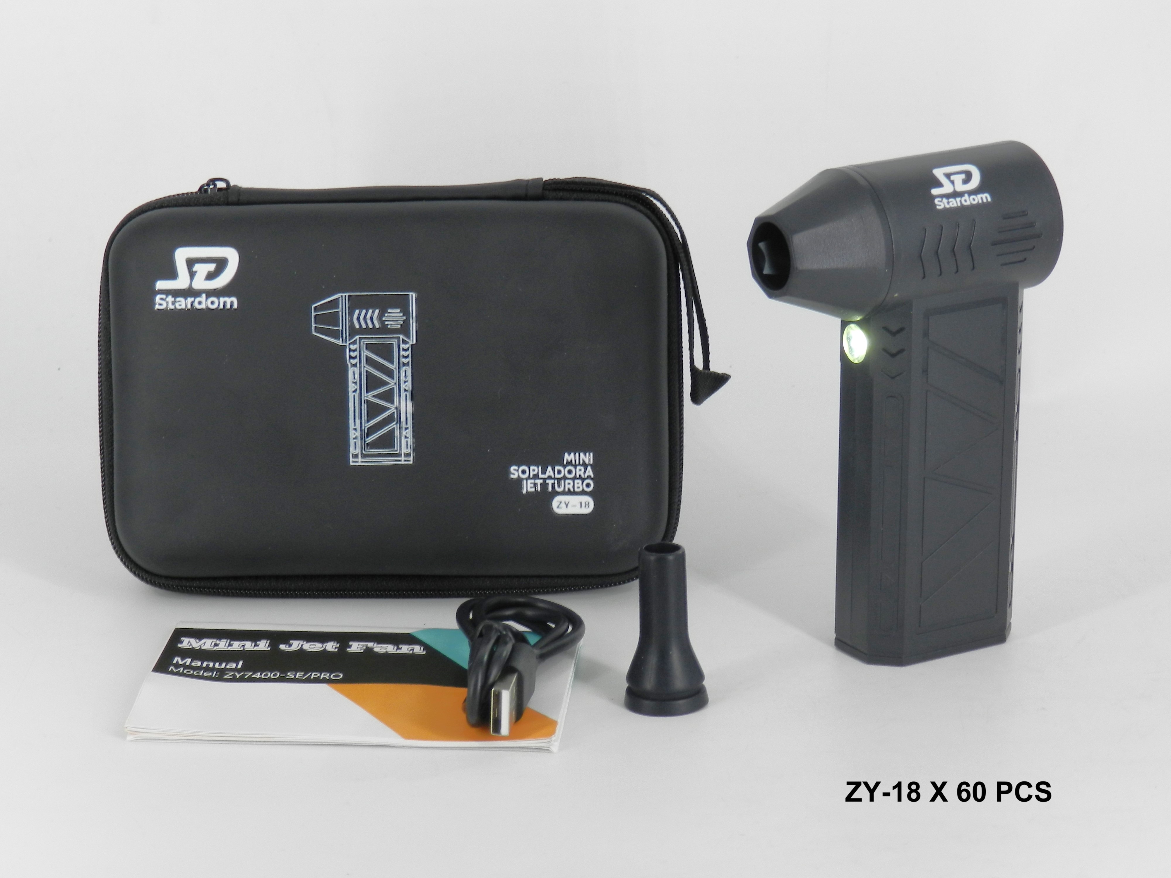 Mini Sopladora Jet Turbo Stardom Zy-18 Recargable + Estuche