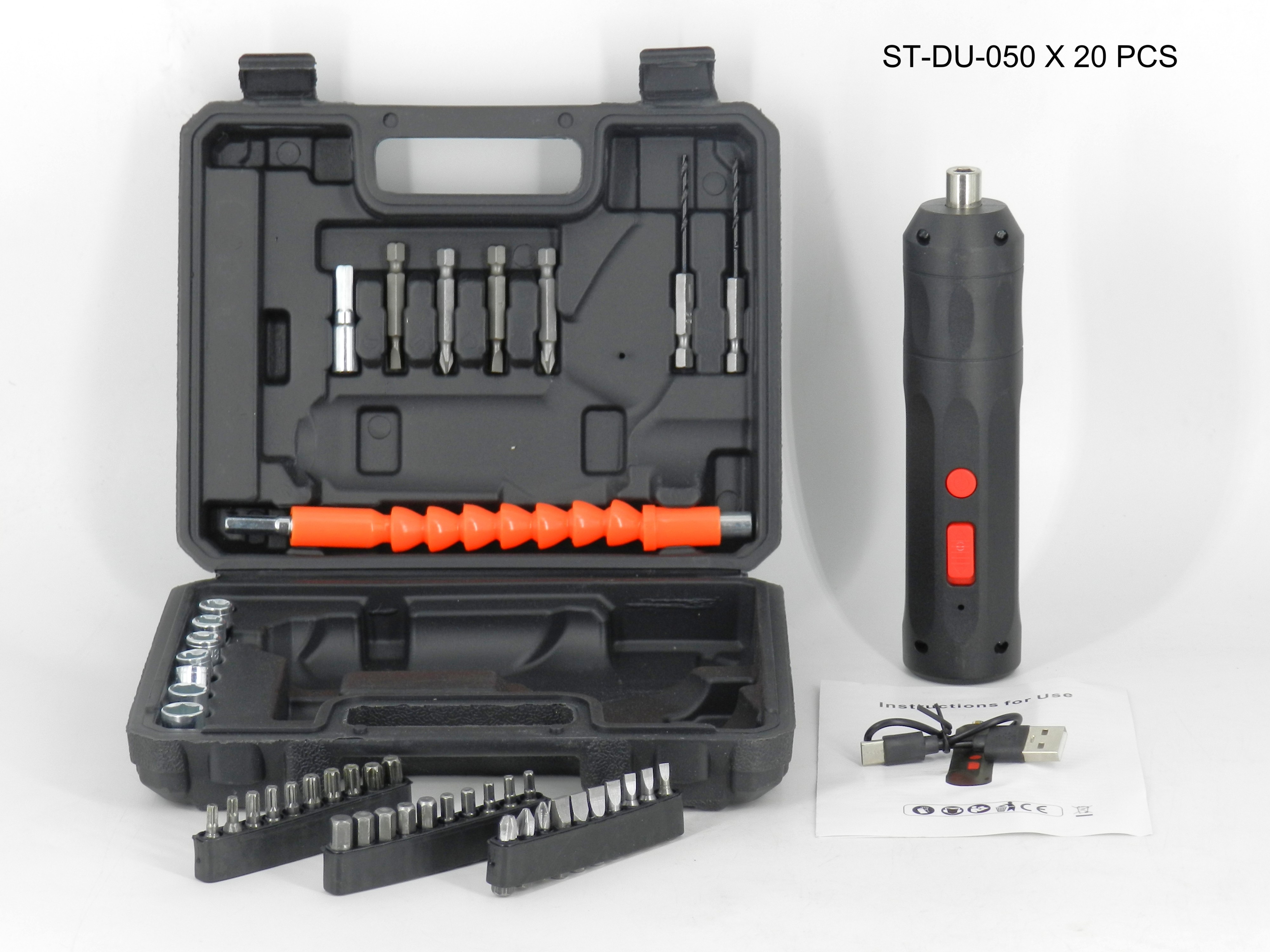 Atornillador Eléctrico Inalámbrico Stardom Kit 47 En 1 + Maletín