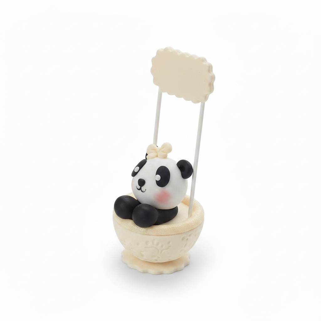 Recordatorio Baby Shower — Panda en Canasta en Porcelanicron