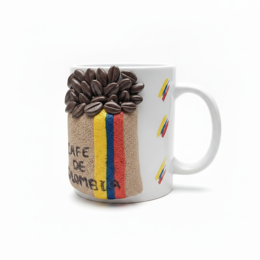 Pocillo Café de Colombia Decorado en Porcelanicron