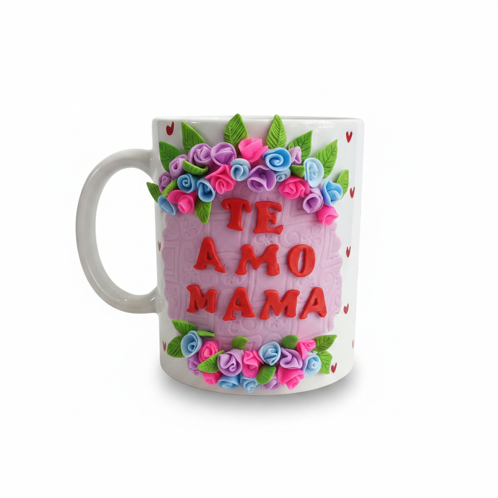 Pocillo Te Amo Mamá Decorado en Porcelanicron
