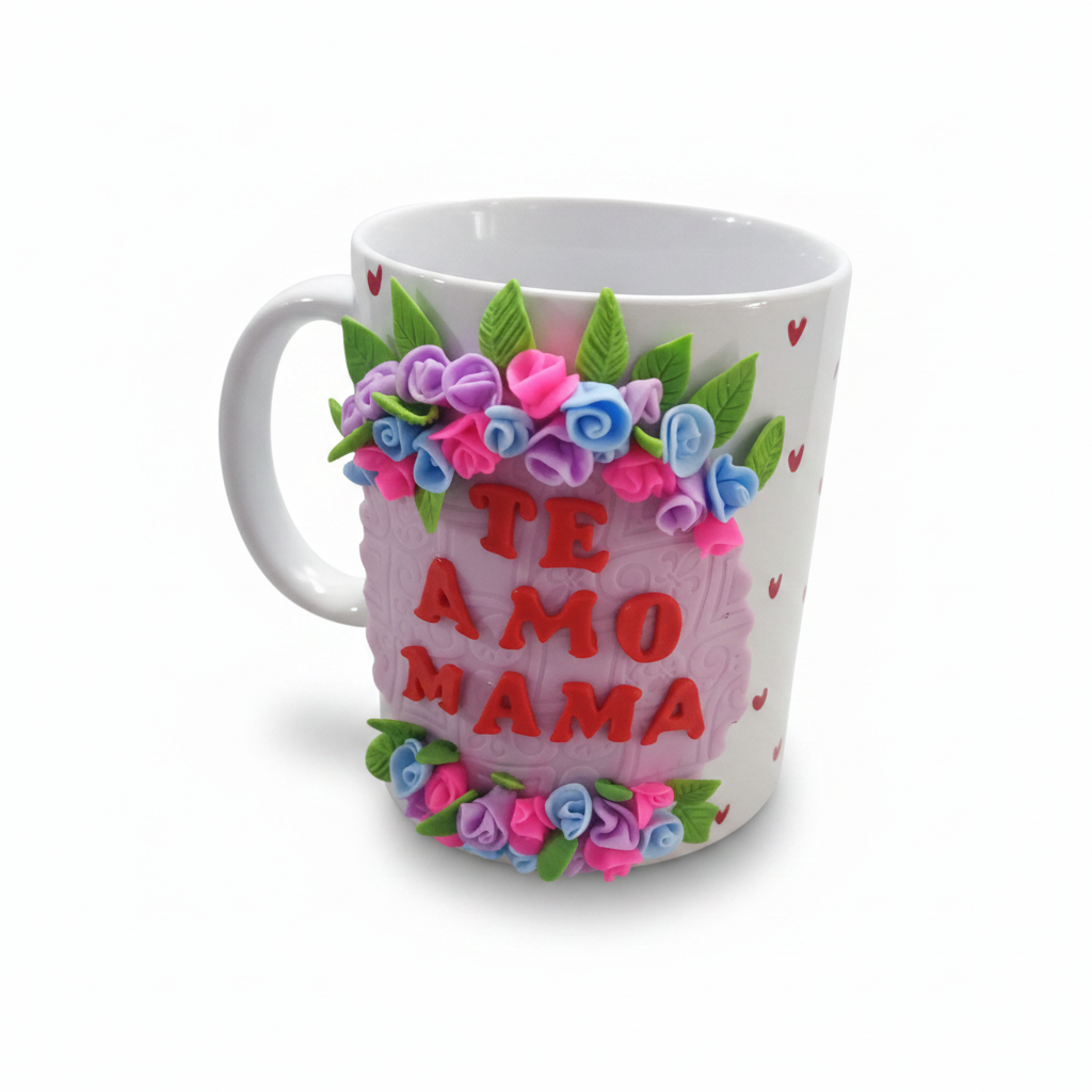 Pocillo Te Amo Mamá Decorado en Porcelanicron