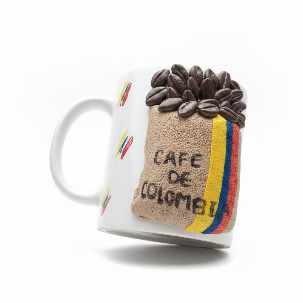 Pocillo Café de Colombia Decorado en Porcelanicron