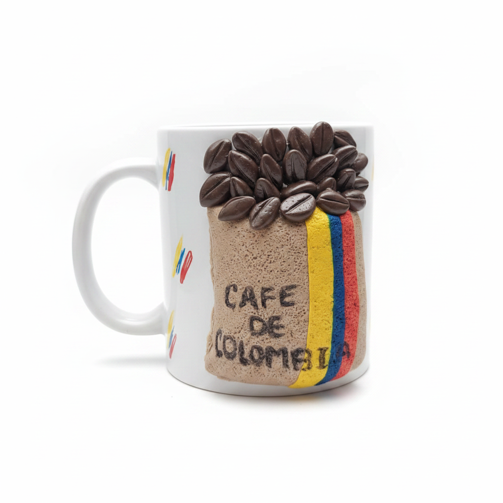 Pocillo Café de Colombia Decorado en Porcelanicron