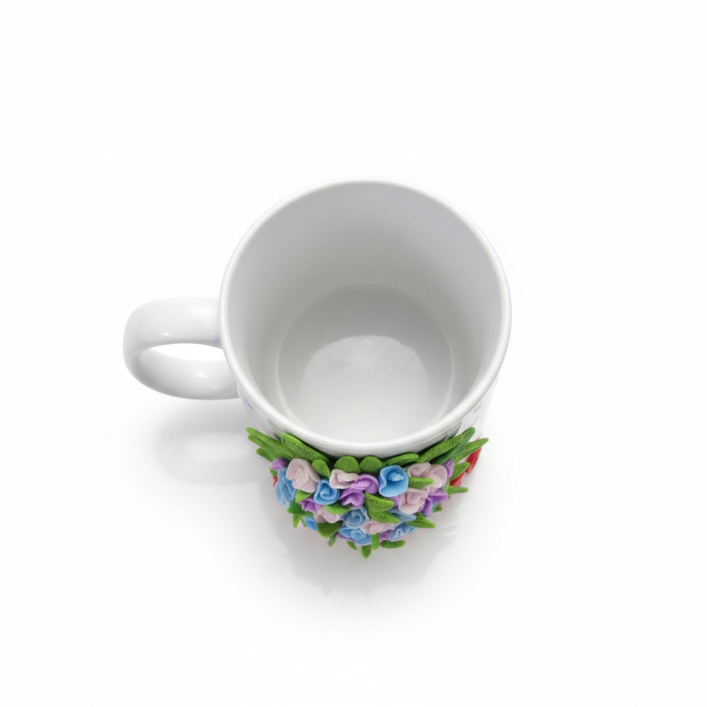 Pocillo Ramo de Flores en Porcelanicron — Regalo para Mamá