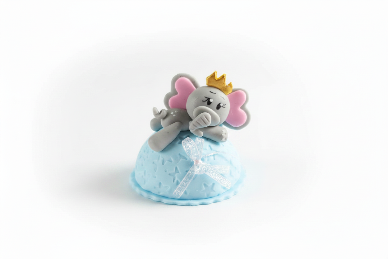 Recordatorio Baby Shower — Elefante con Corona en Porcelanicron