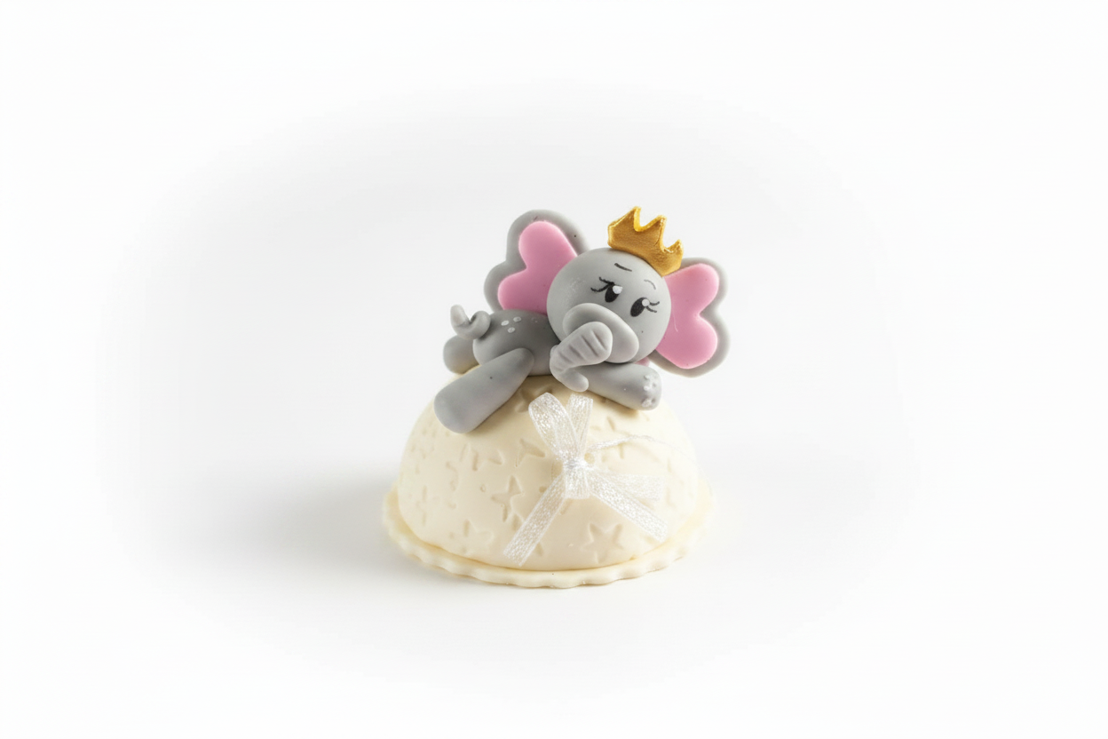 Recordatorio Baby Shower — Elefante con Corona en Porcelanicron