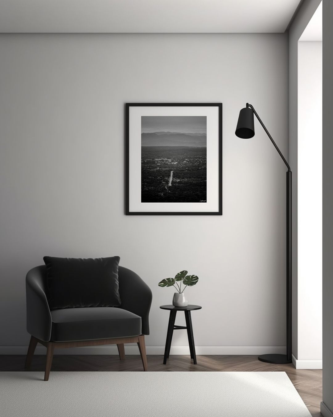 Photographie de paysage en noir et blanc