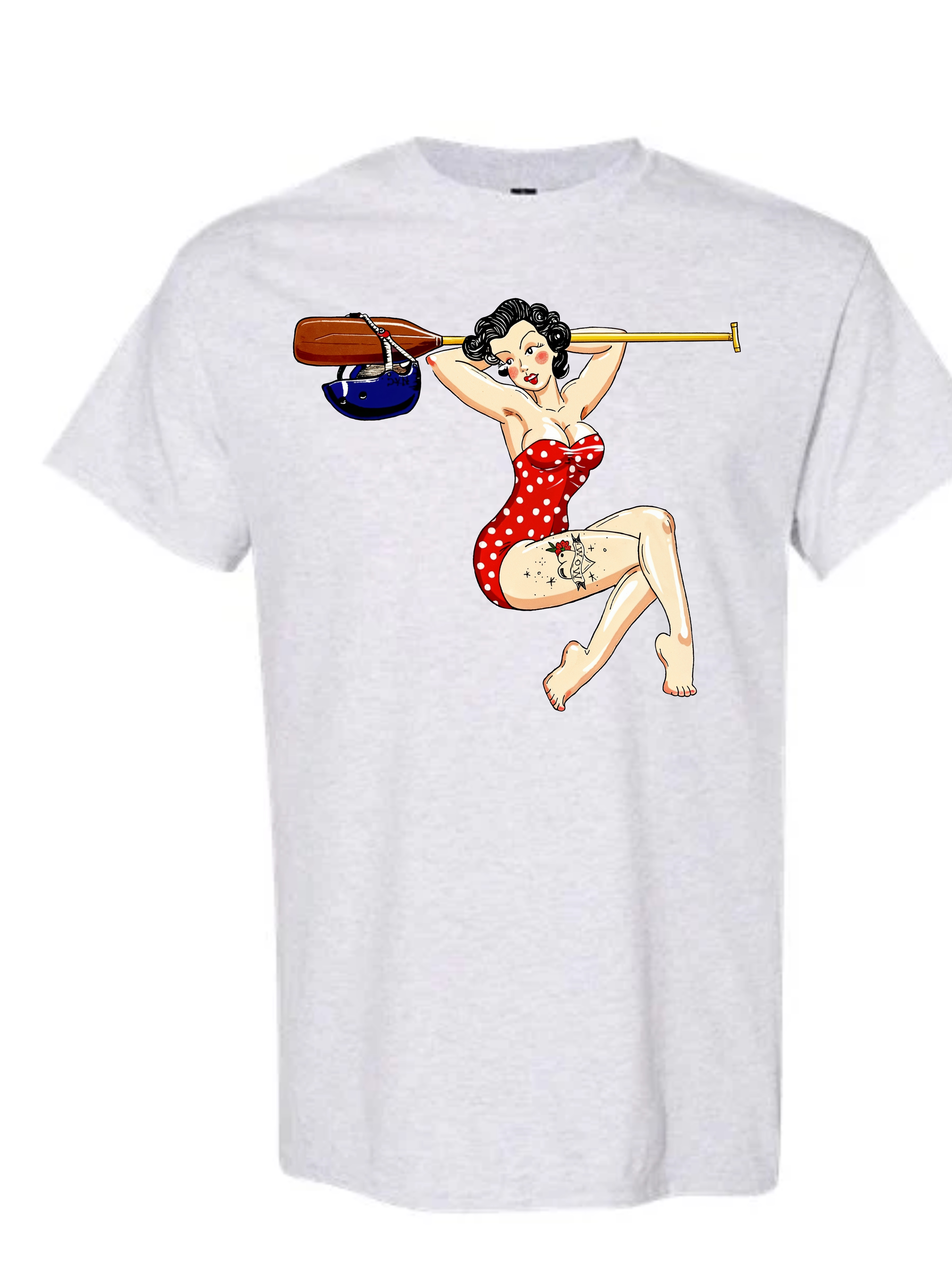 50s Pin-up With Helmet & Paddle T-Shirt