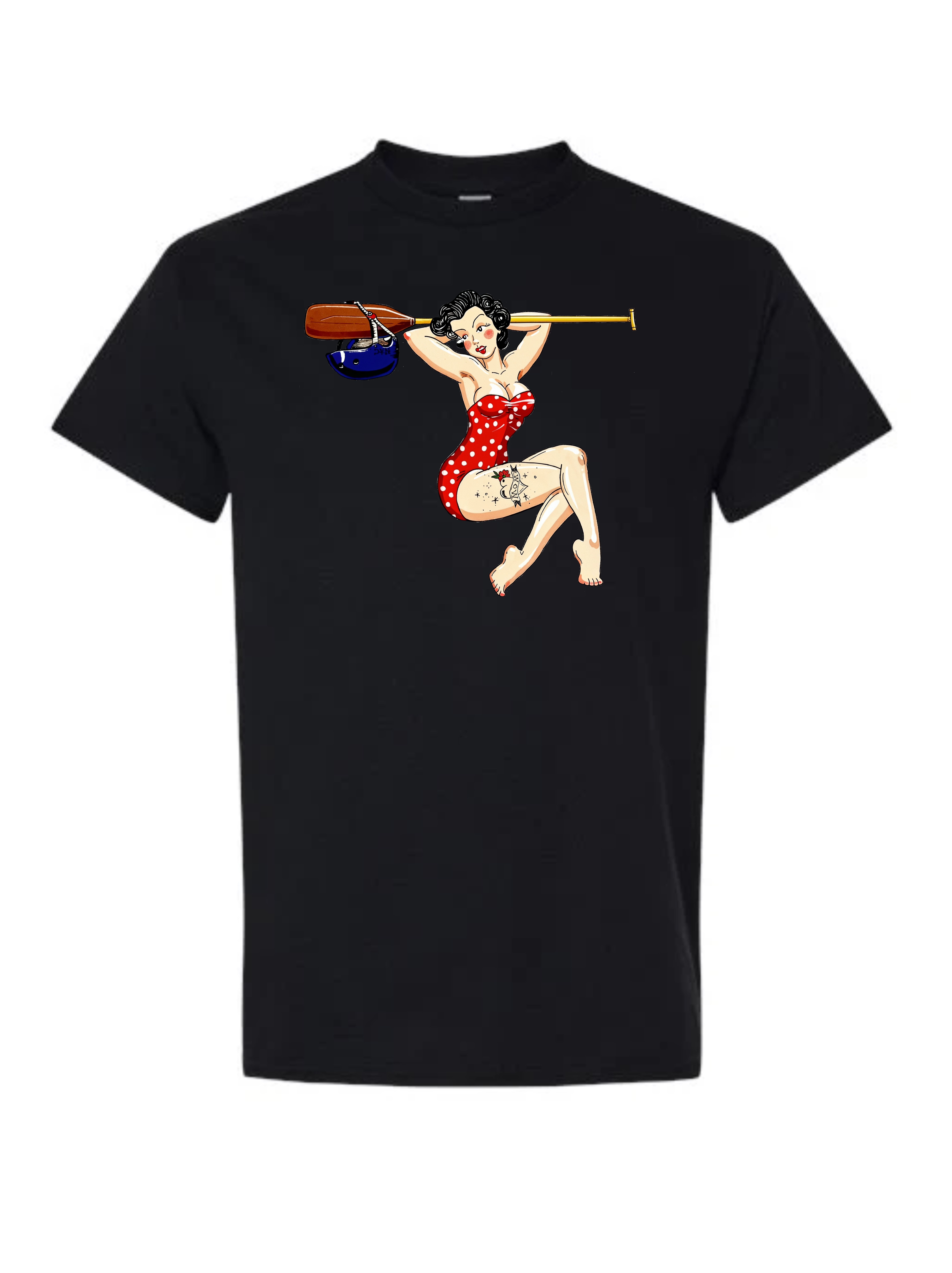 50s Pin-up With Helmet & Paddle T-Shirt