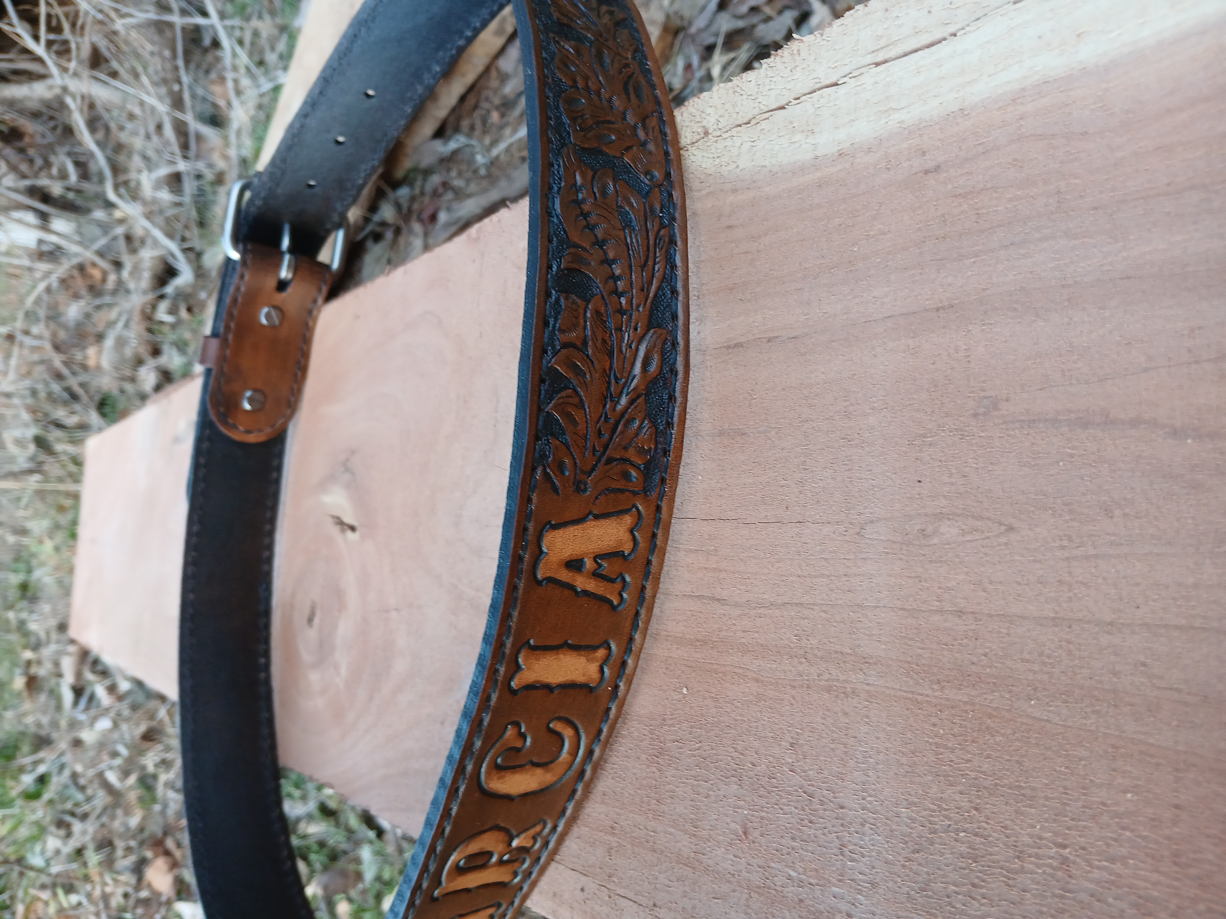 Tooled Leather Belt