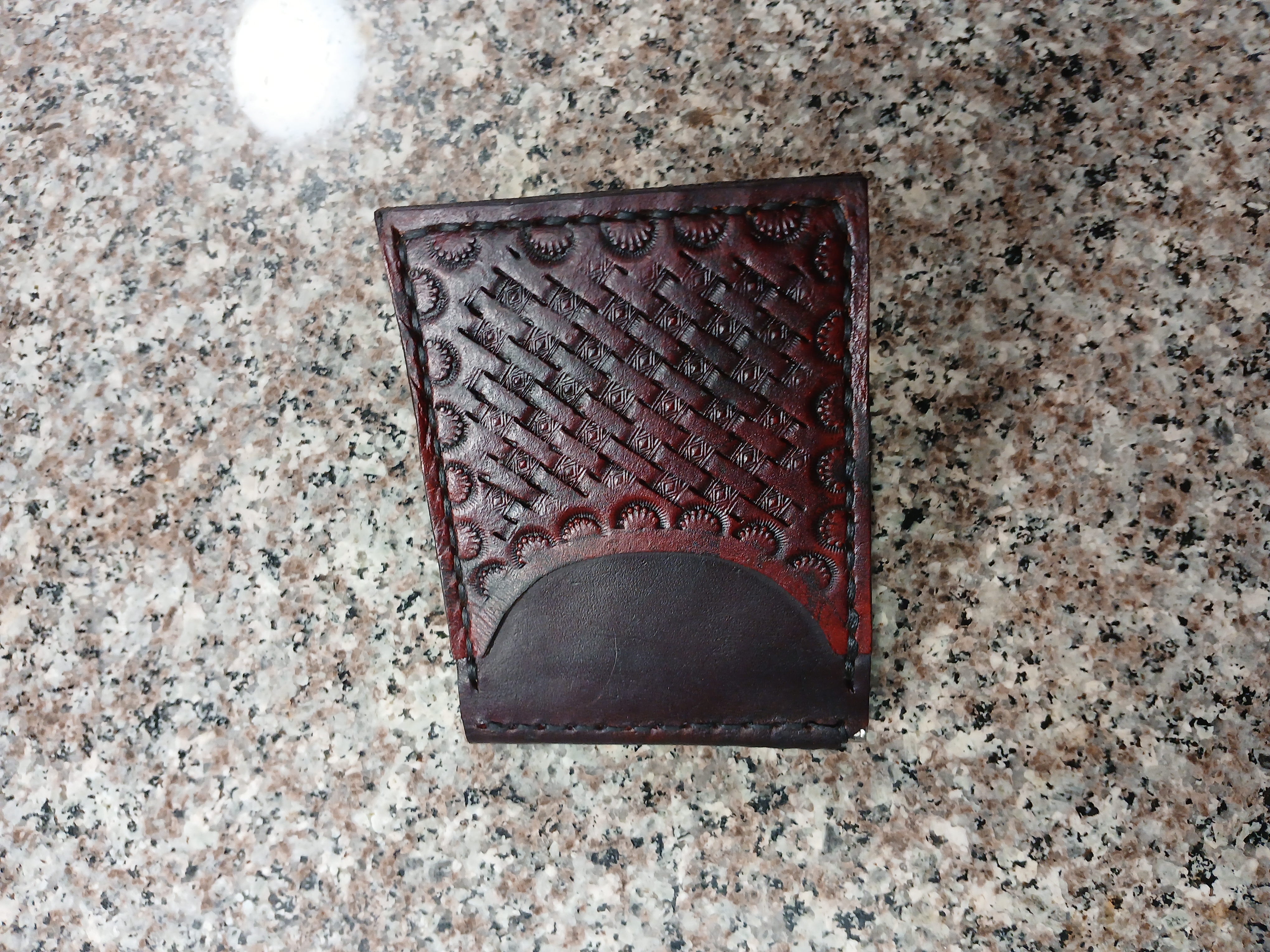 Handcrafted Leather money clip 4 card slot wallet