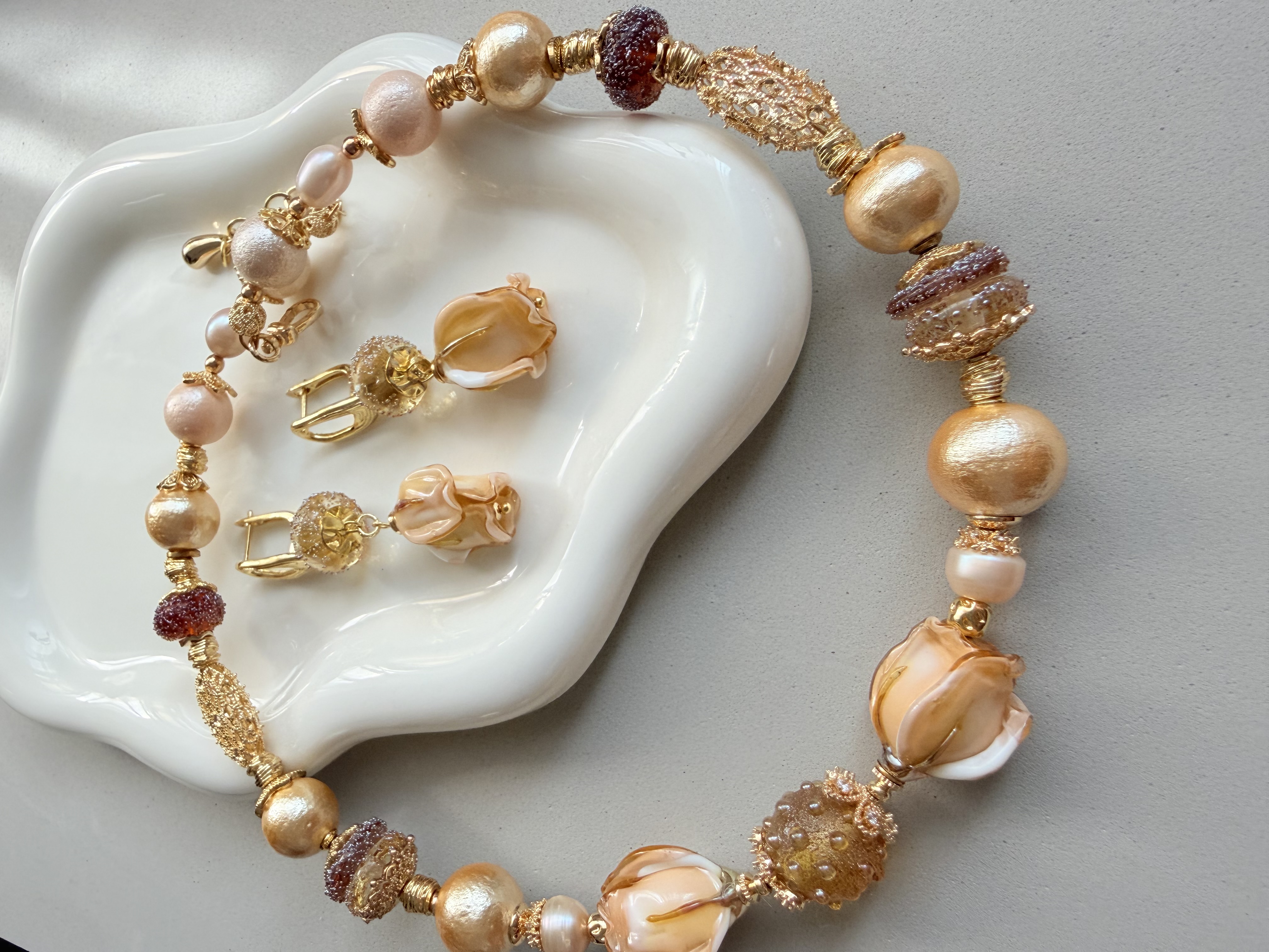 Murano Glass & Pearl Jewelry Set
