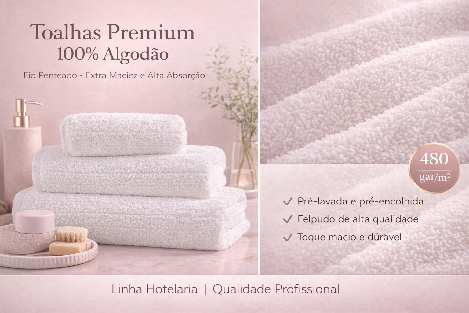 Kit Elegance Toalha de Rosto e Banho Hotel Collection 480 g/m²
