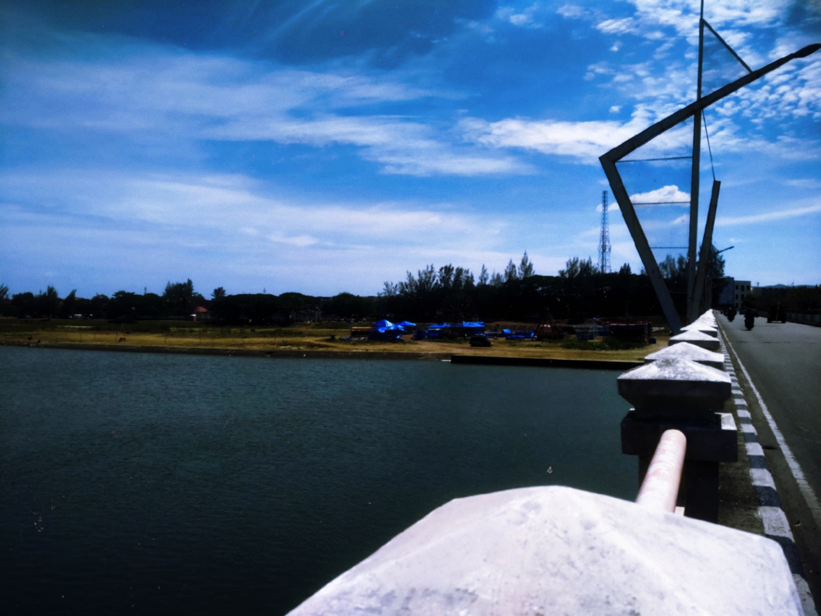 Modern Bridge Over River Digital Photo