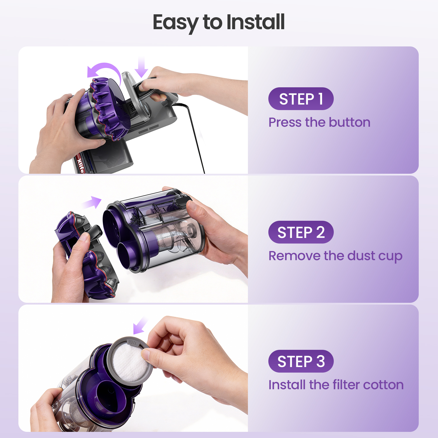 2 Pack Fine Filter Cotton Replacement for Mattress Vacuum Cleaner