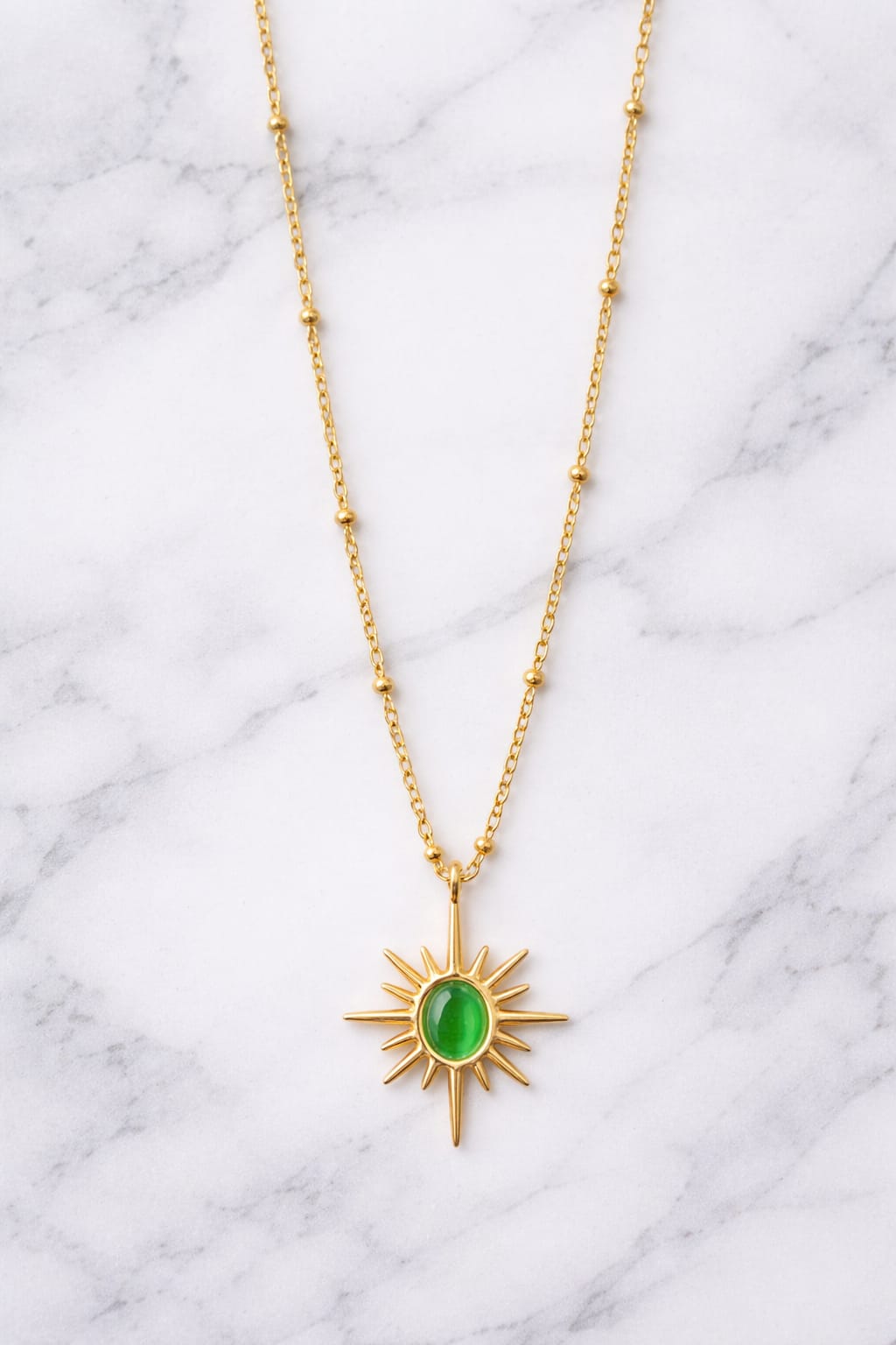 Sunburst Green Gem Necklace