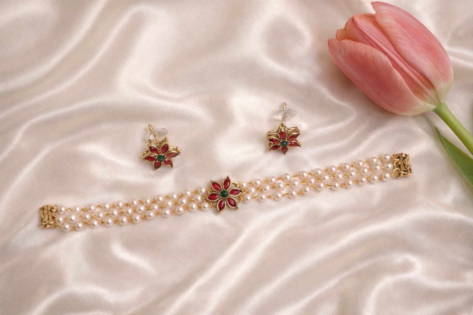 Floral Pearl Jewelry Set