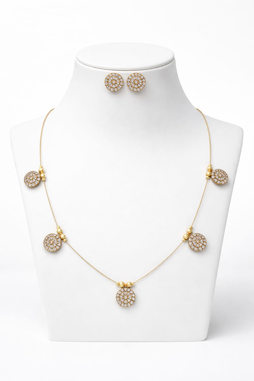 Gold Plated Designer Necklace Set (Invisible Chain)