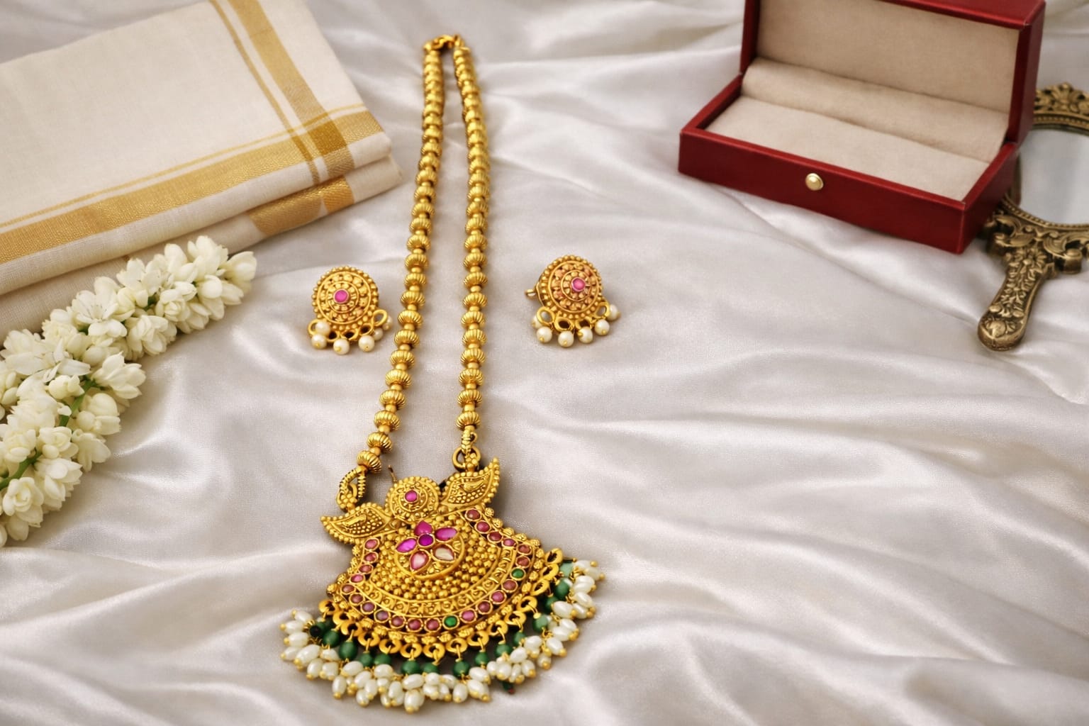 Traditional Gold Temple Necklace Set