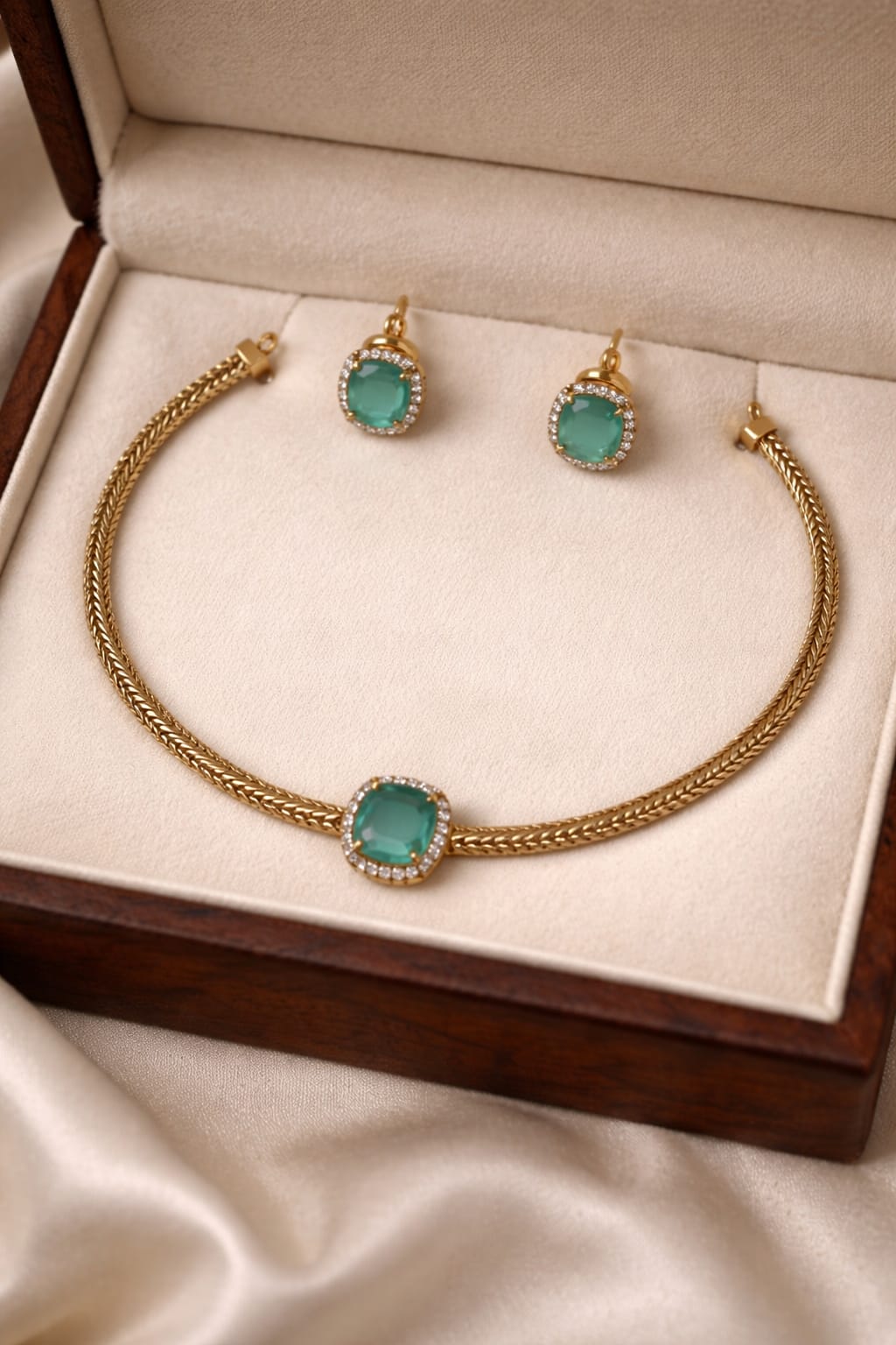 Pink Stone Necklace & Earrings Set