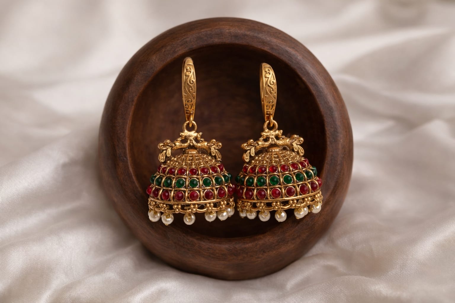Traditional Green Jhumka Earrings
