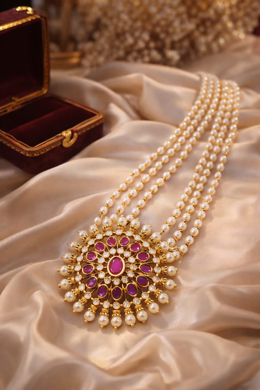 Pearl & Ruby Statement Necklace
