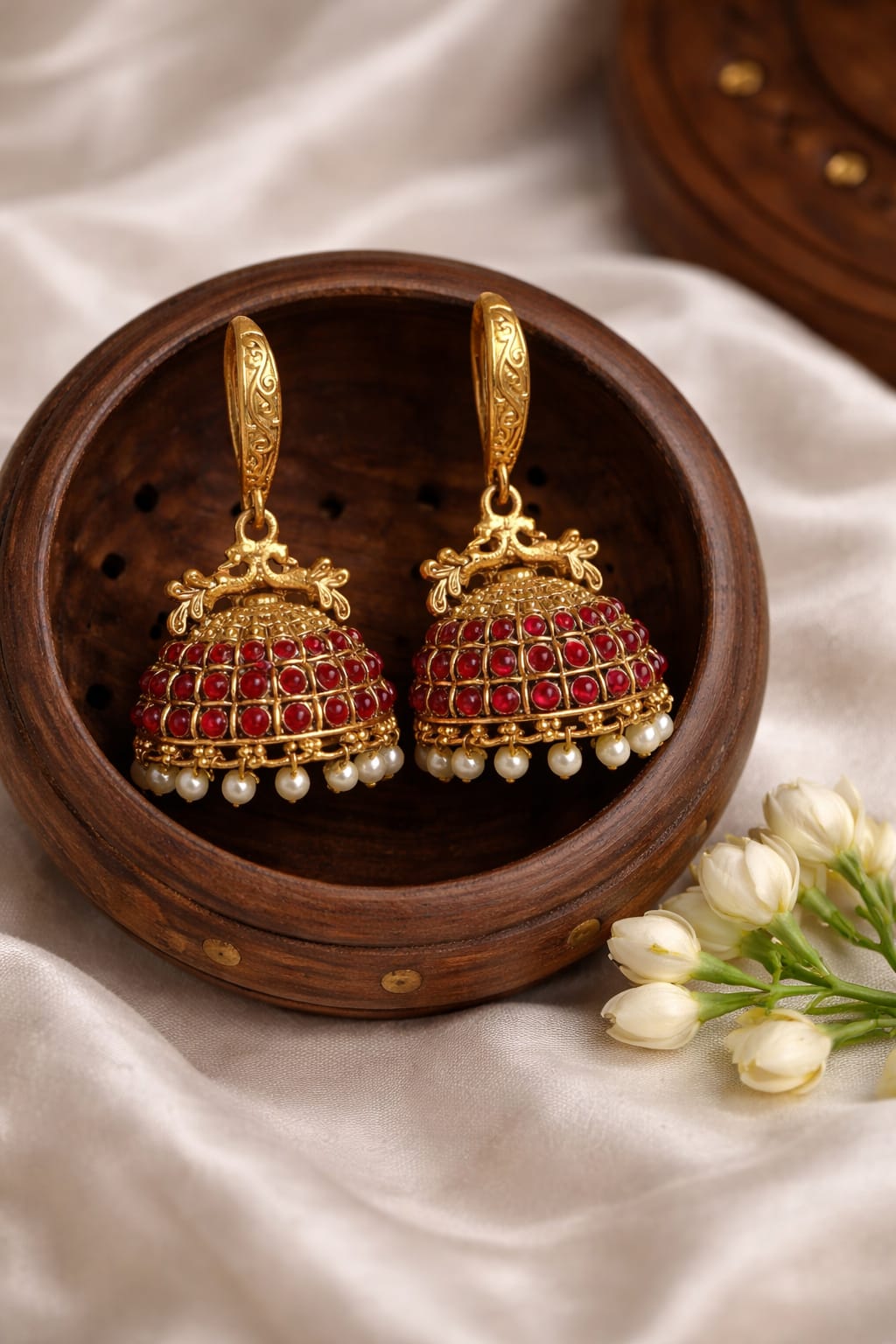 Traditional Green Jhumka Earrings