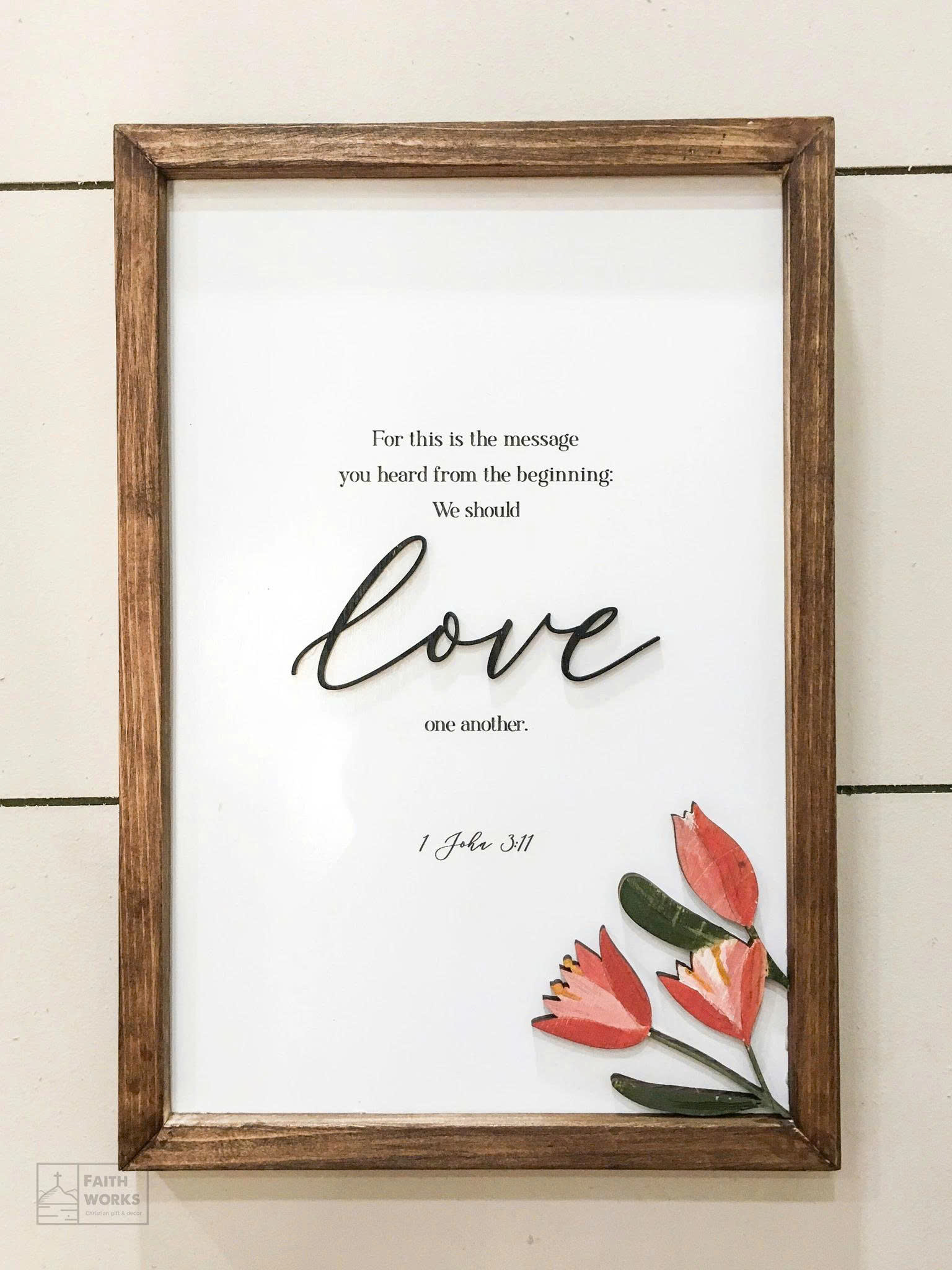 Set of 3 Tulip Decor Wooden Paintings "Faith - Hope - Love"