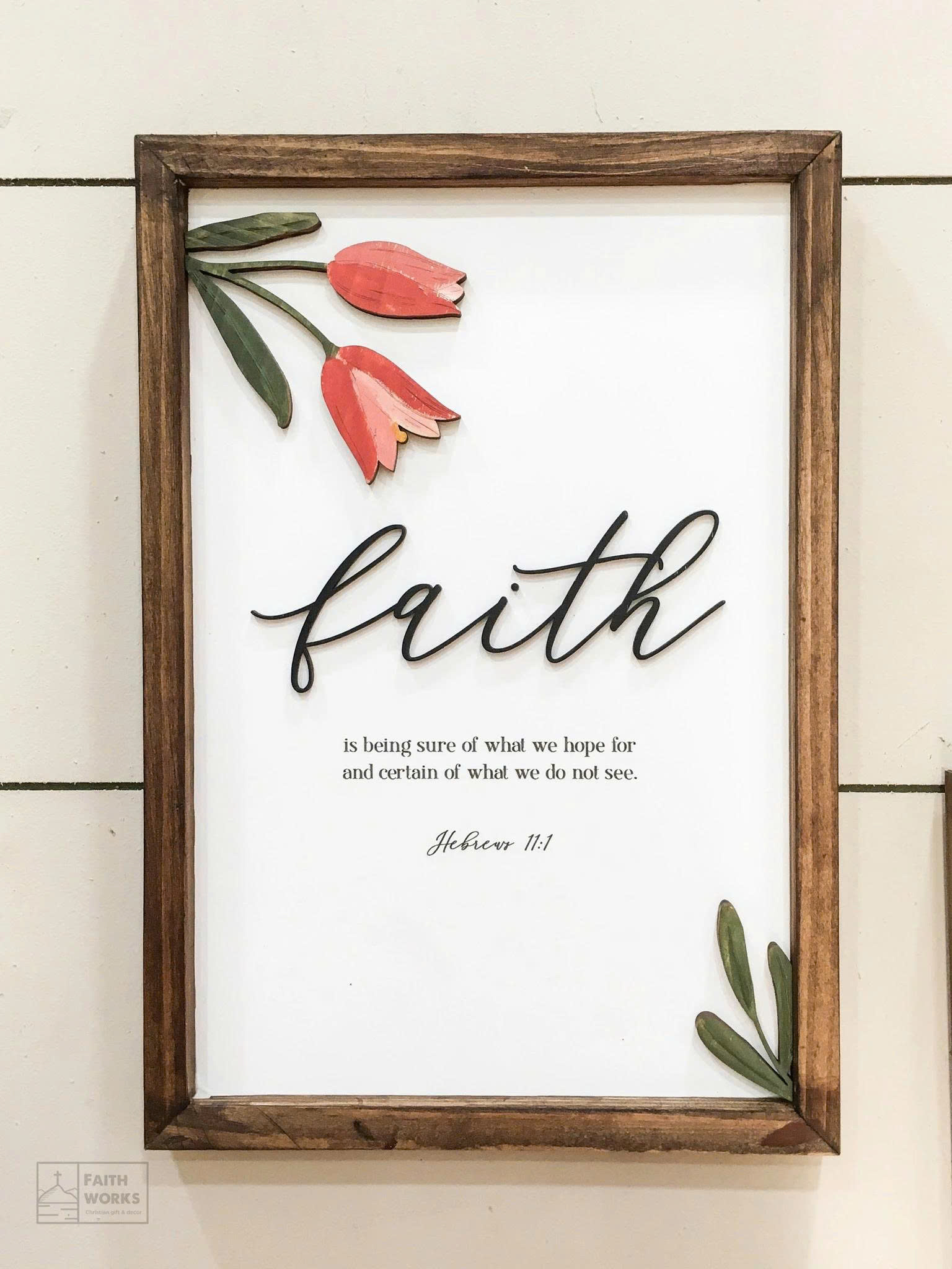 Set of 3 Tulip Decor Wooden Paintings "Faith - Hope - Love"