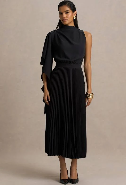 Elegant Black One-Shoulder Dress