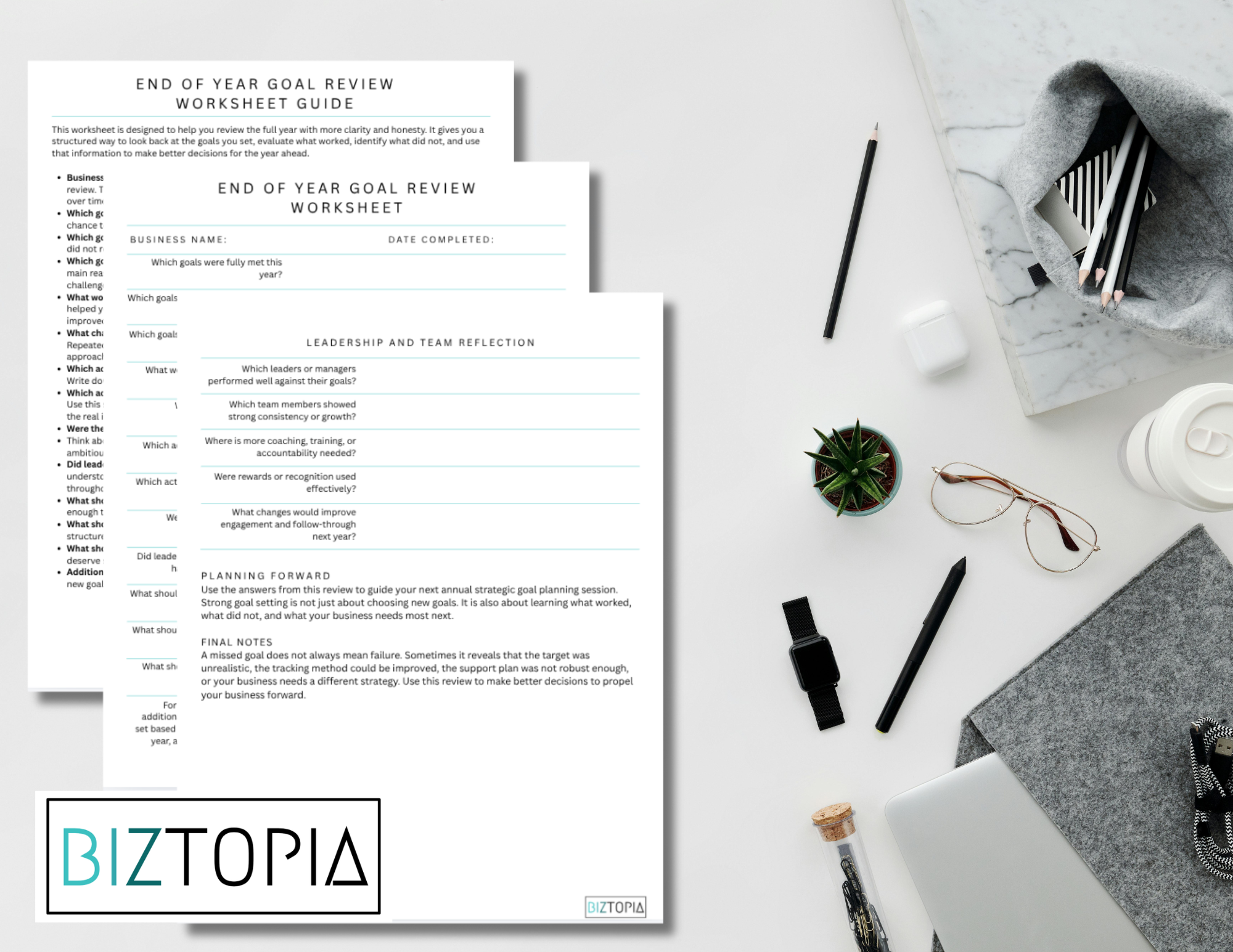 End of Year Goal Review Worksheet + Guide