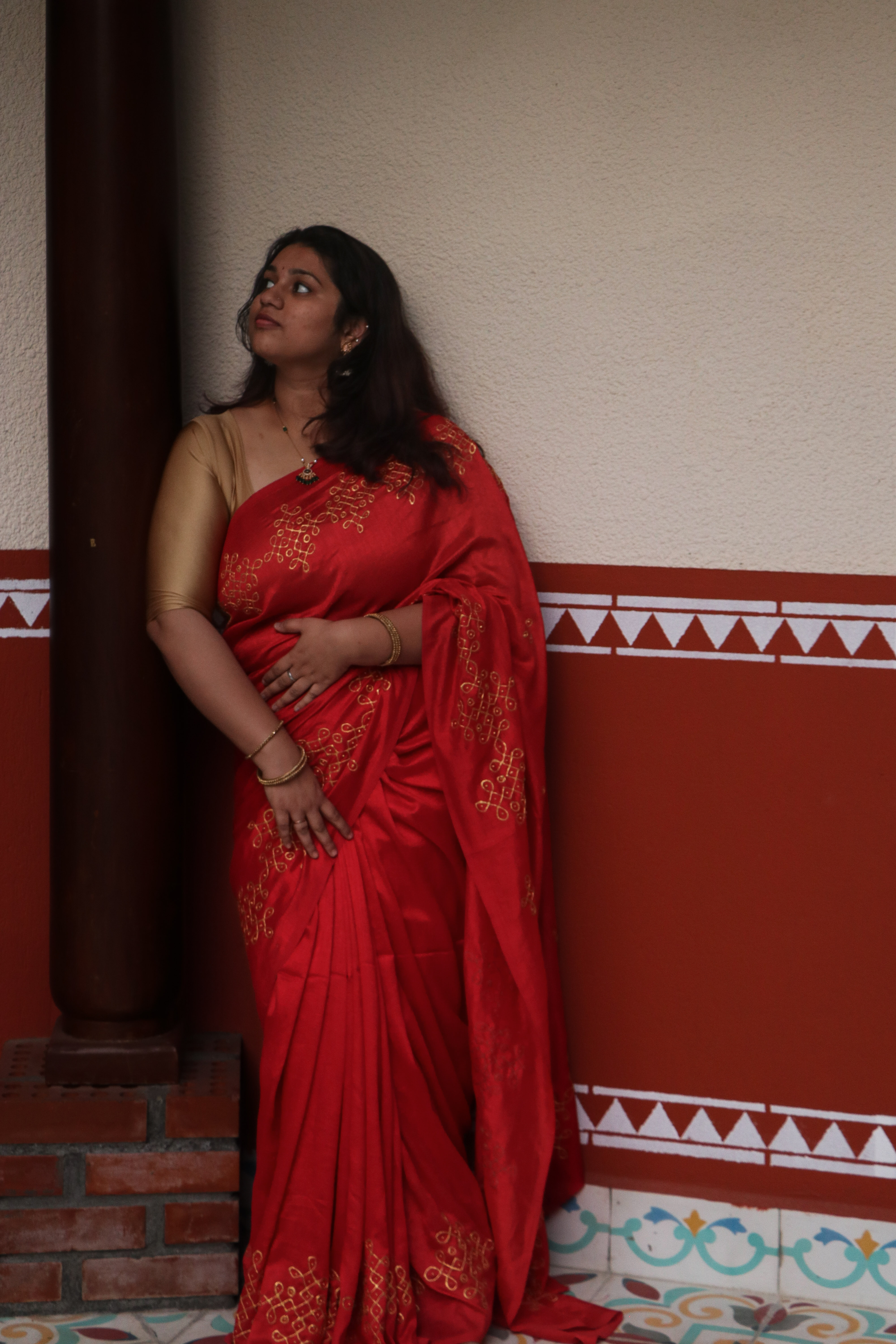 Red Kollam Saree