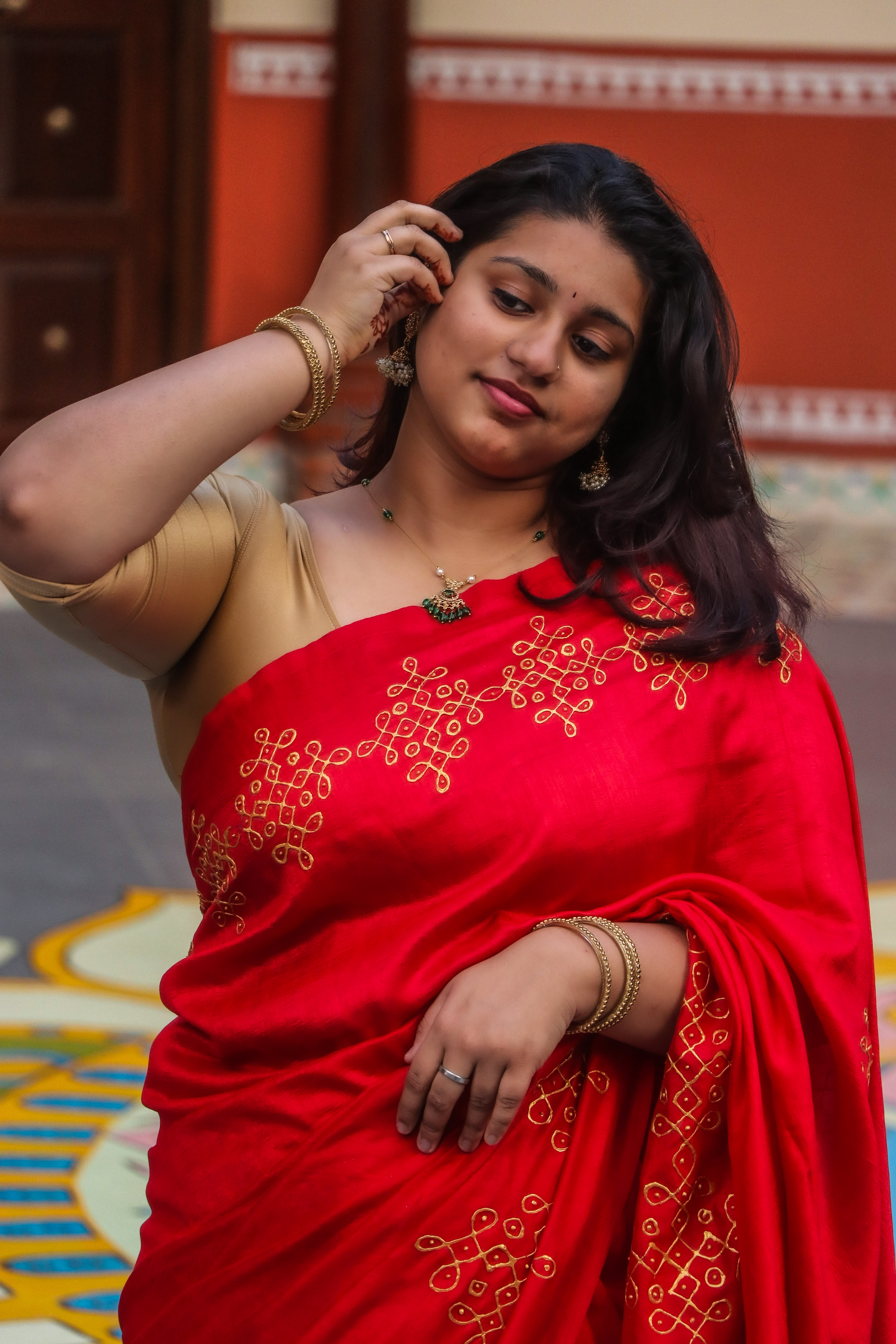 Red Kollam Saree