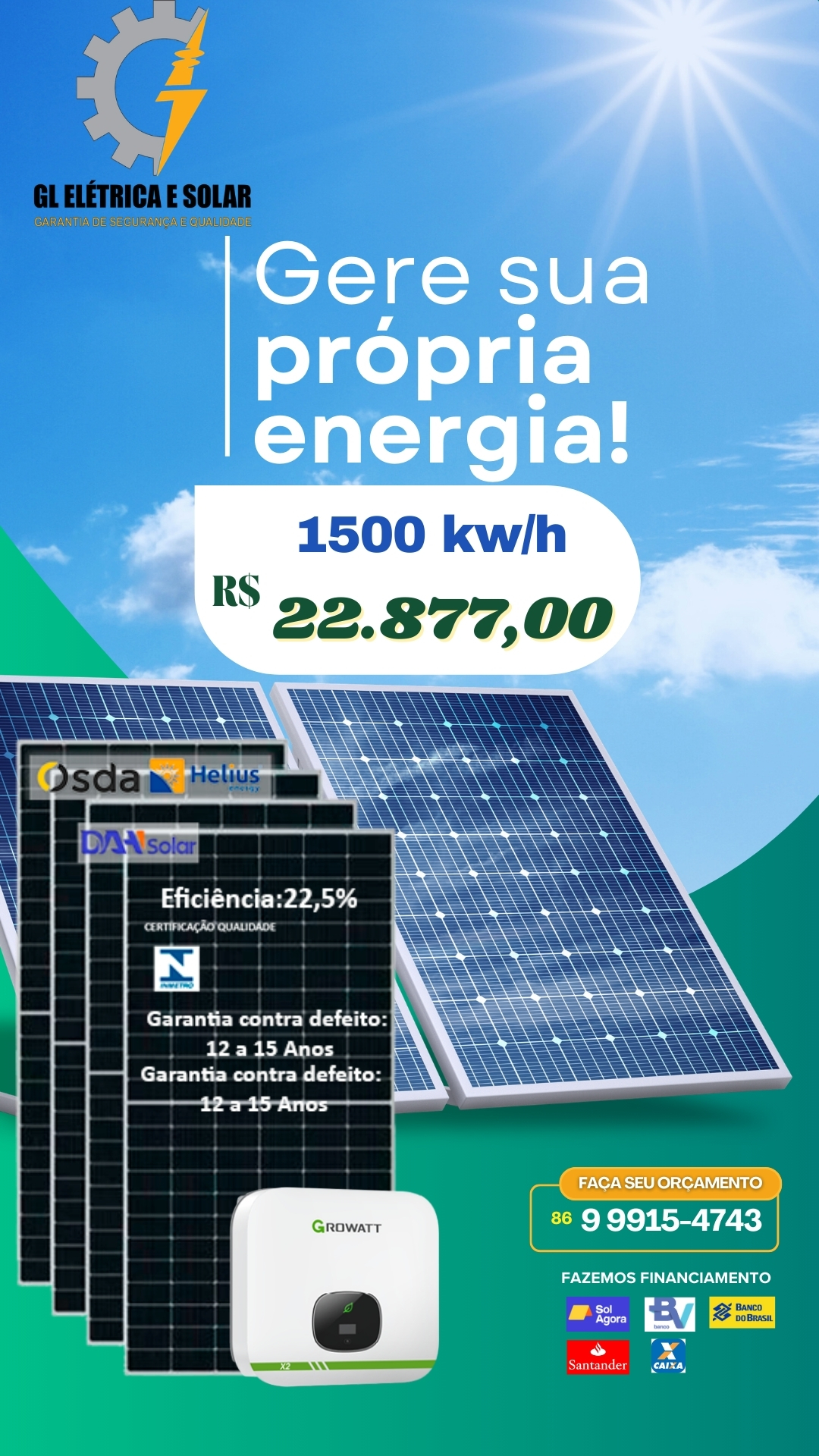 Kit Energia Solar 1500 kWh