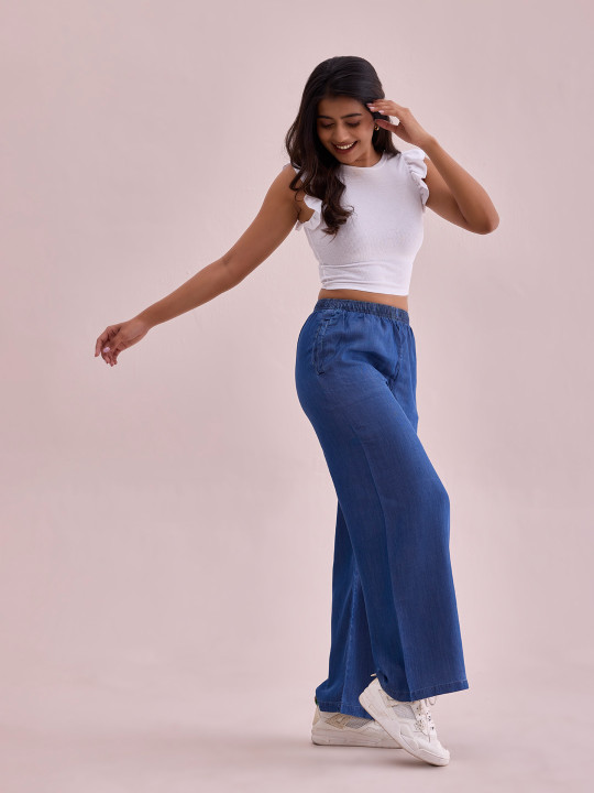 Denim Cotton Plazo pant