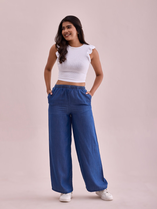 Denim Cotton Plazo pant