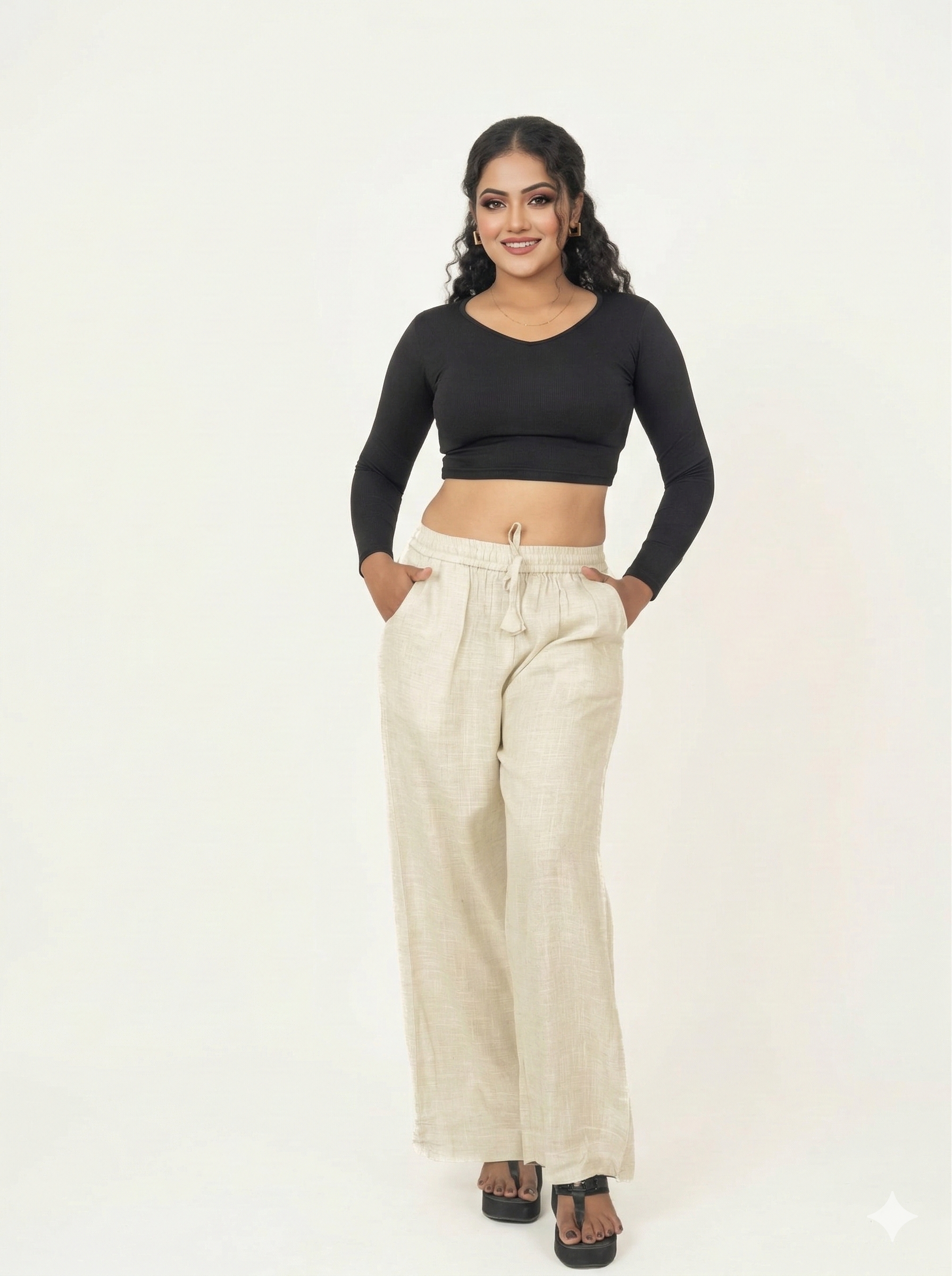 Premium Linen Wide-Leg Palazzo