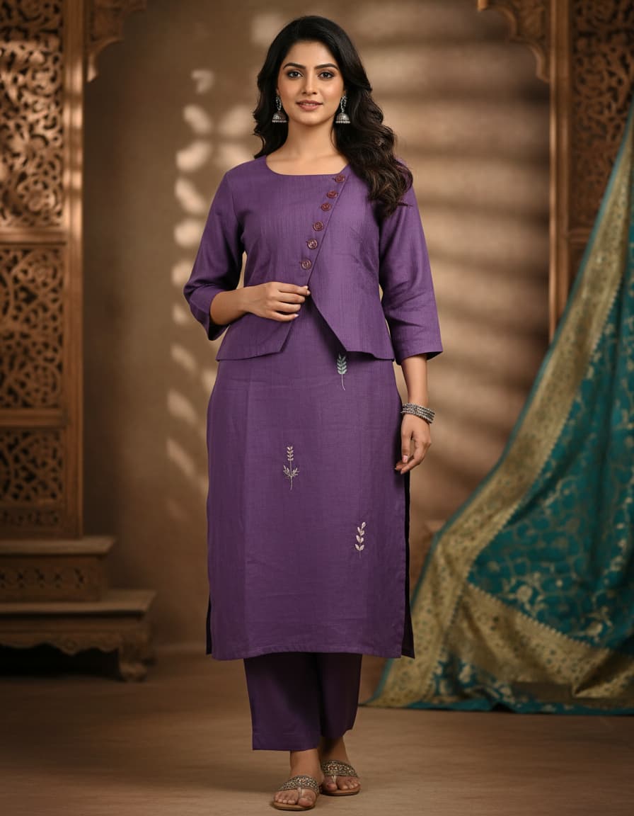 Purple Ethnic Kurta Set