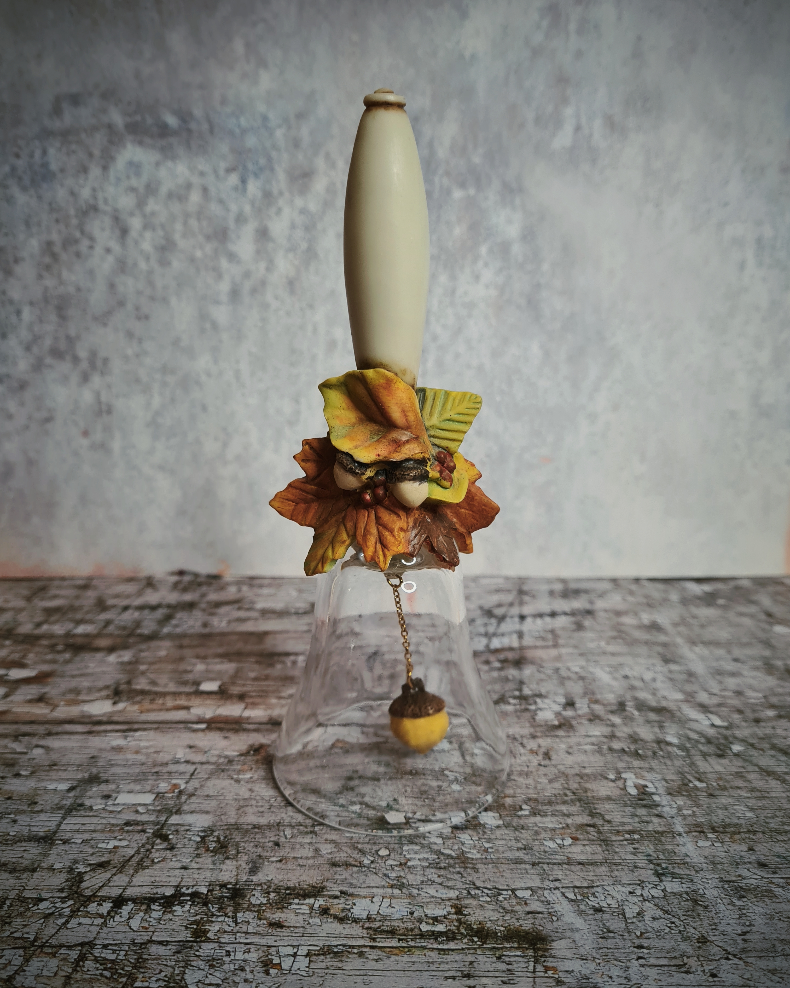 Vintage Autumn Crystal Bell with Acorn Clapper