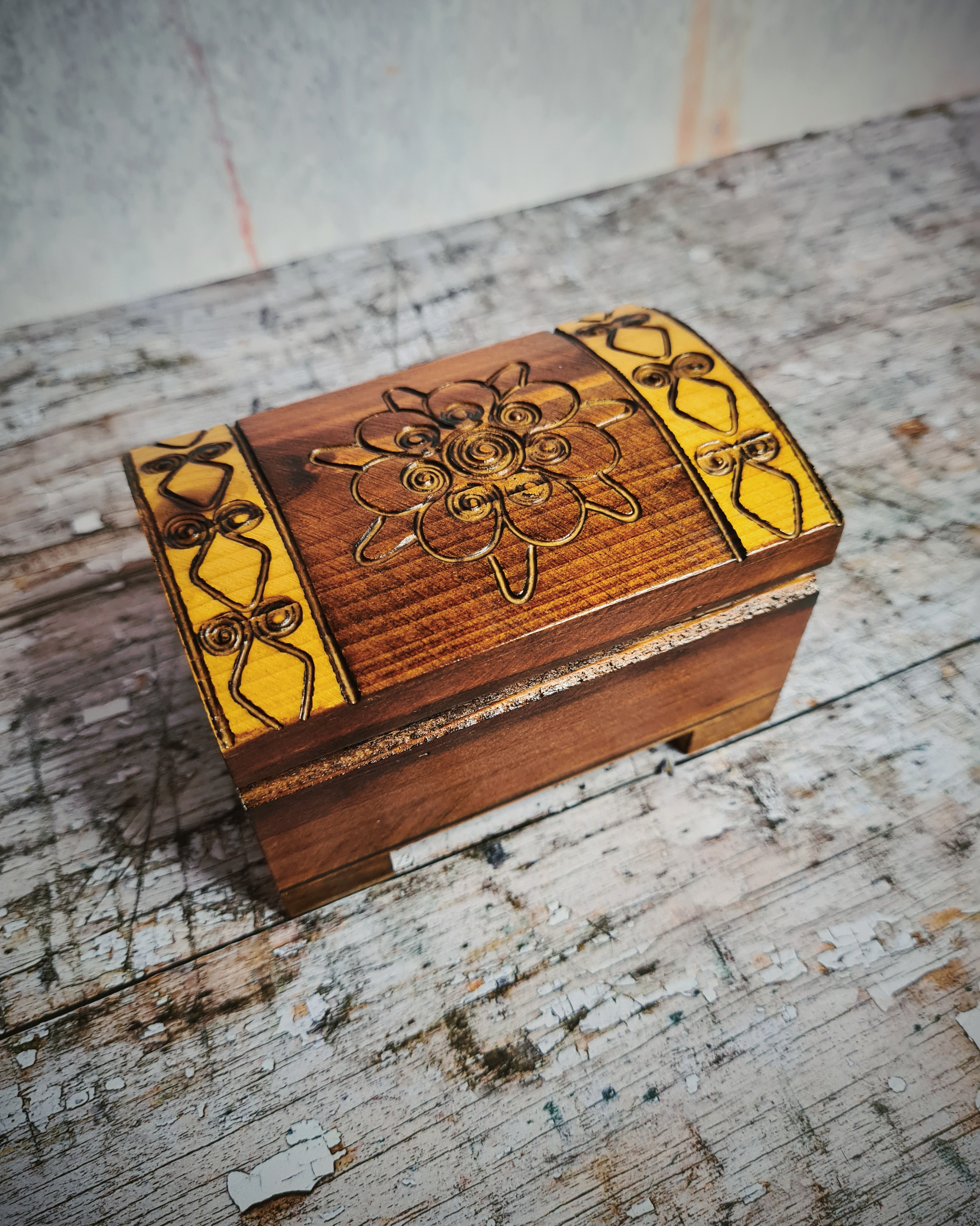 Carved Wooden Trinket Chest