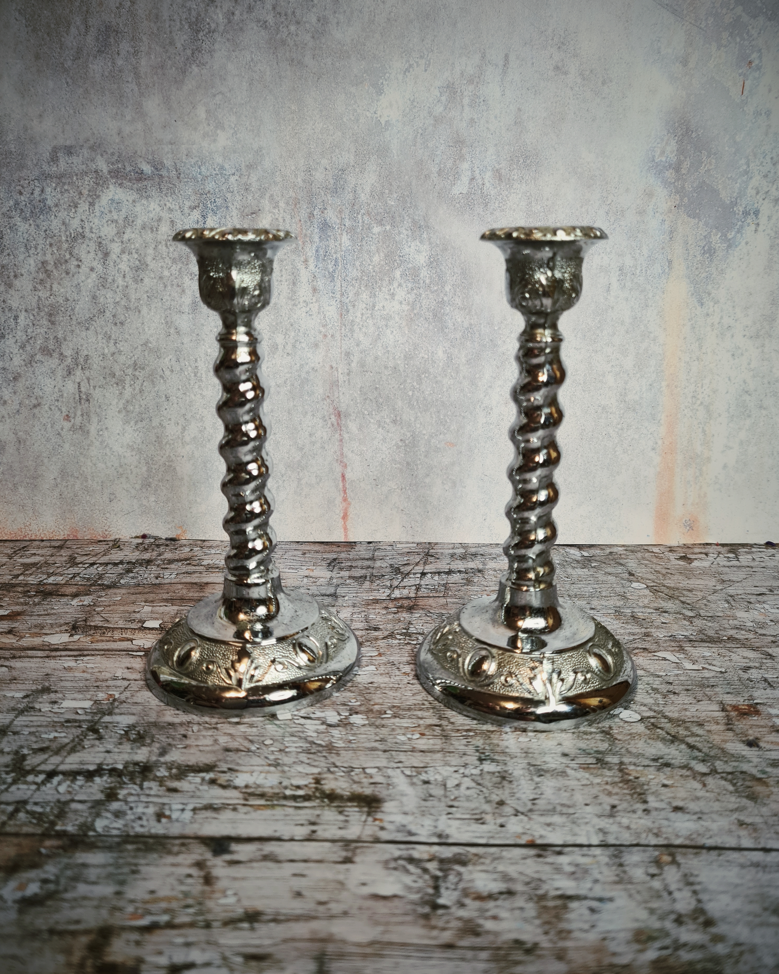 Vintage Barley Twist Candlesticks
