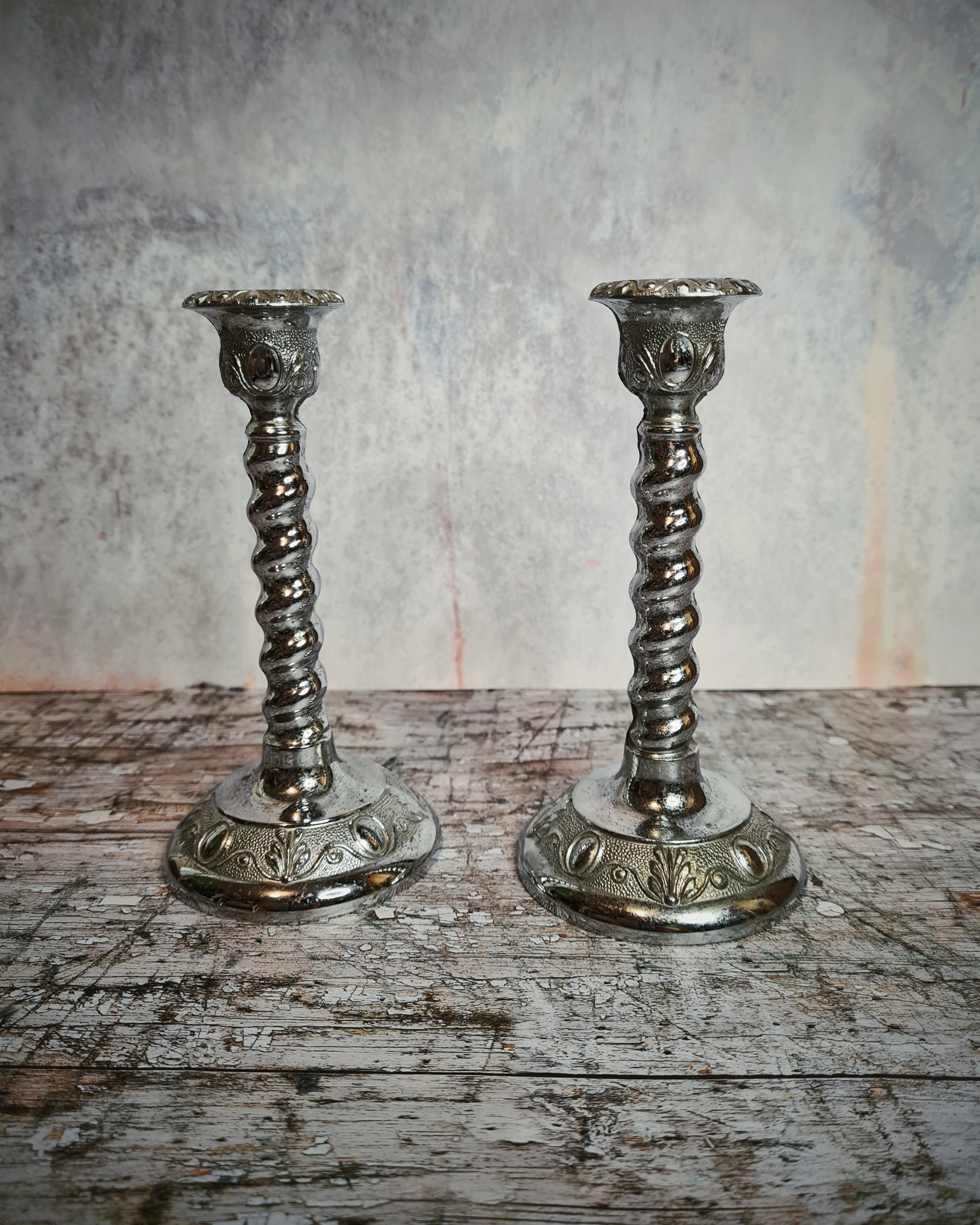 Vintage Barley Twist Candlesticks