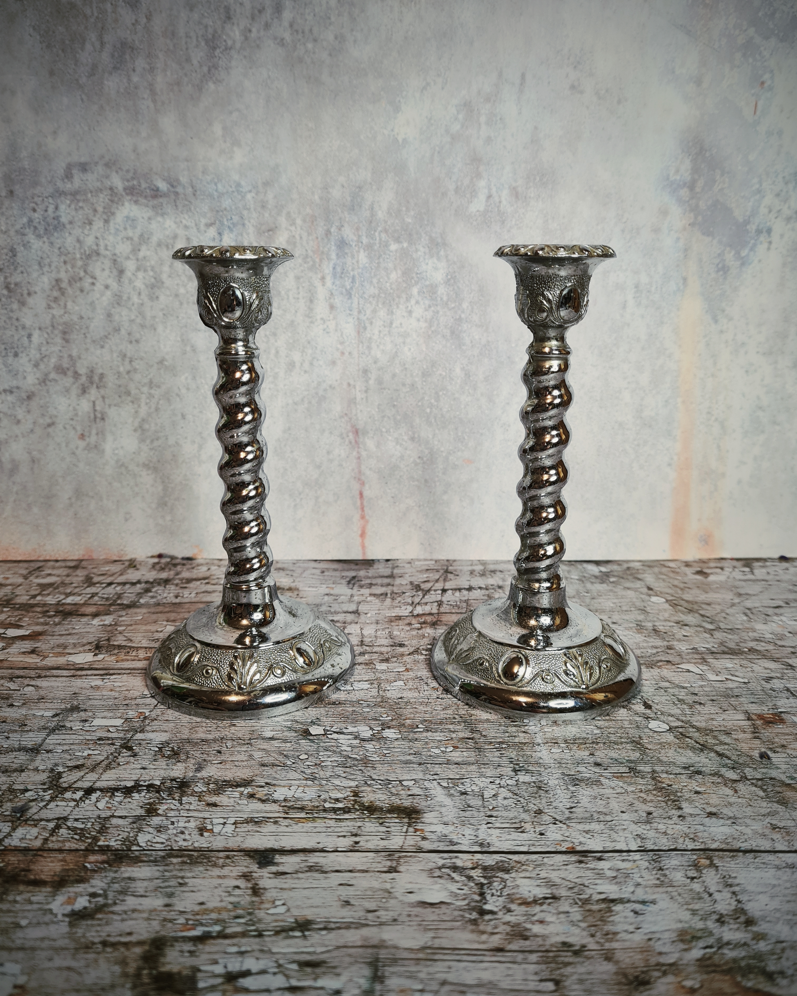 Vintage Barley Twist Candlesticks