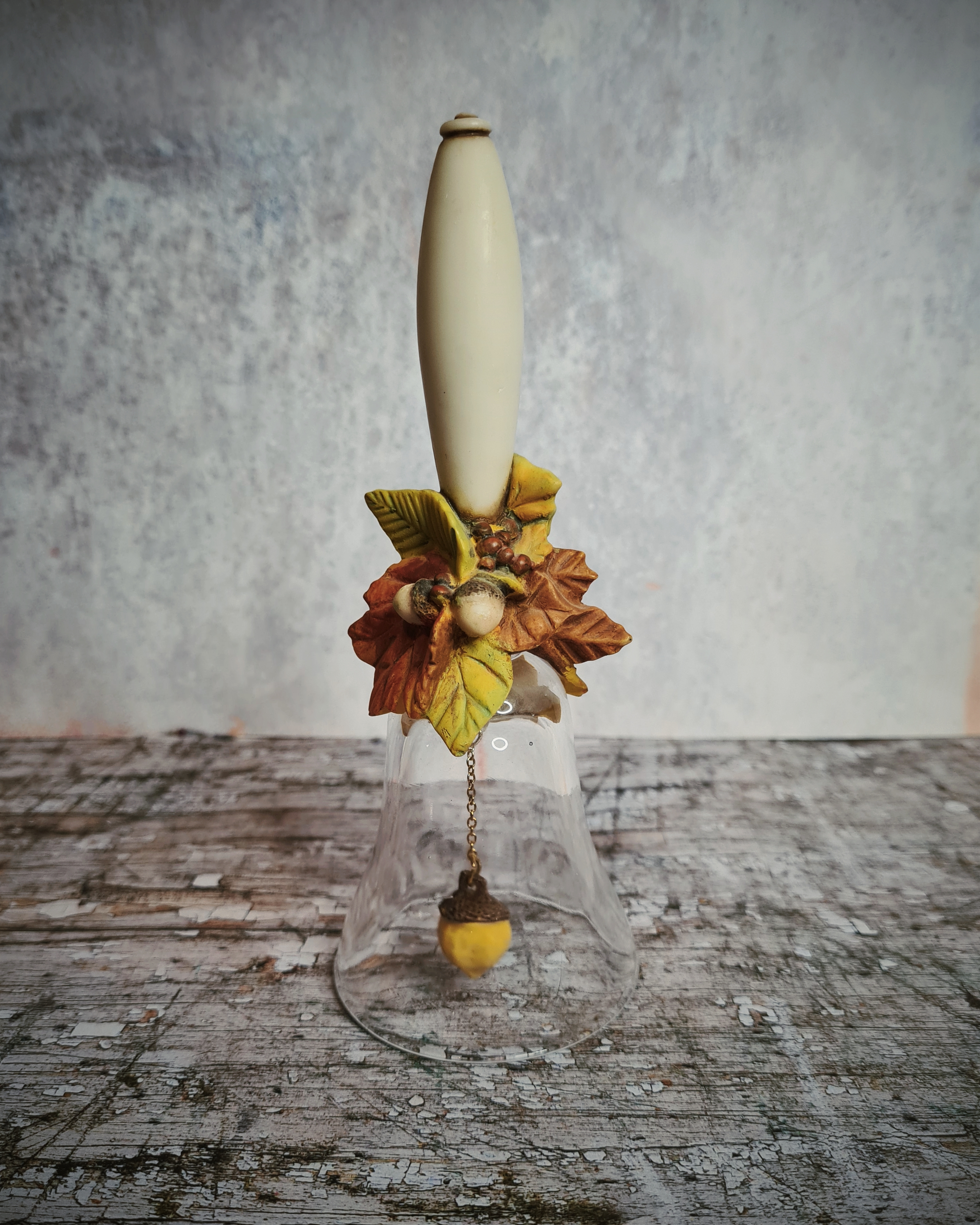 Vintage Autumn Crystal Bell with Acorn Clapper