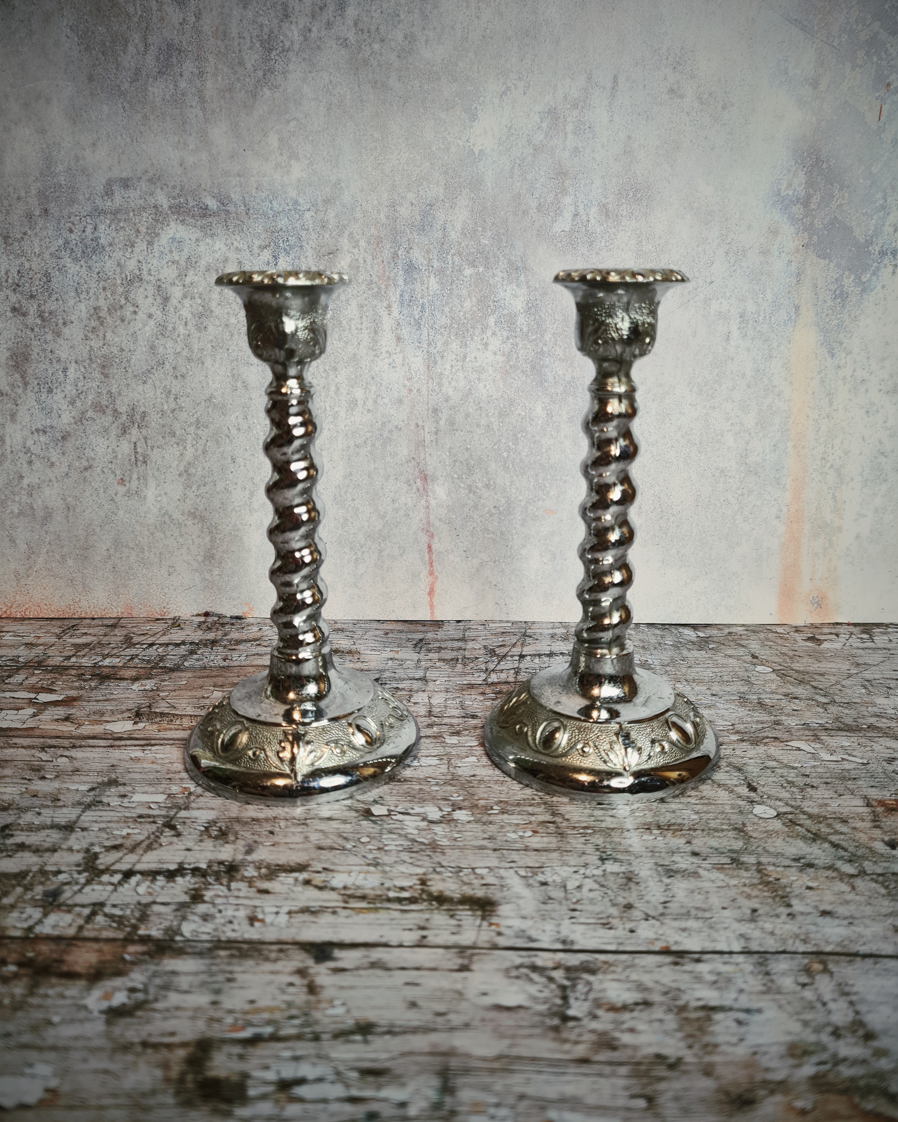 Vintage Barley Twist Candlesticks