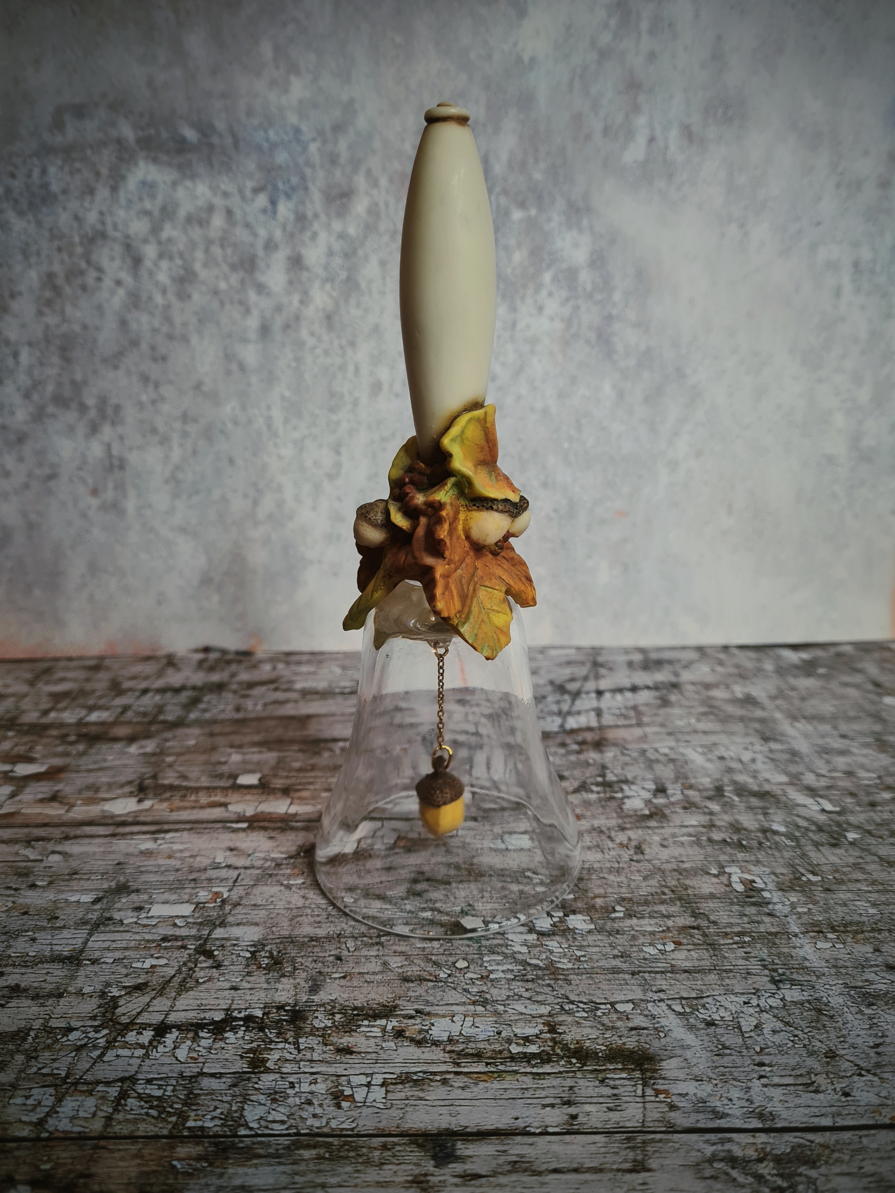 Vintage Autumn Crystal Bell with Acorn Clapper