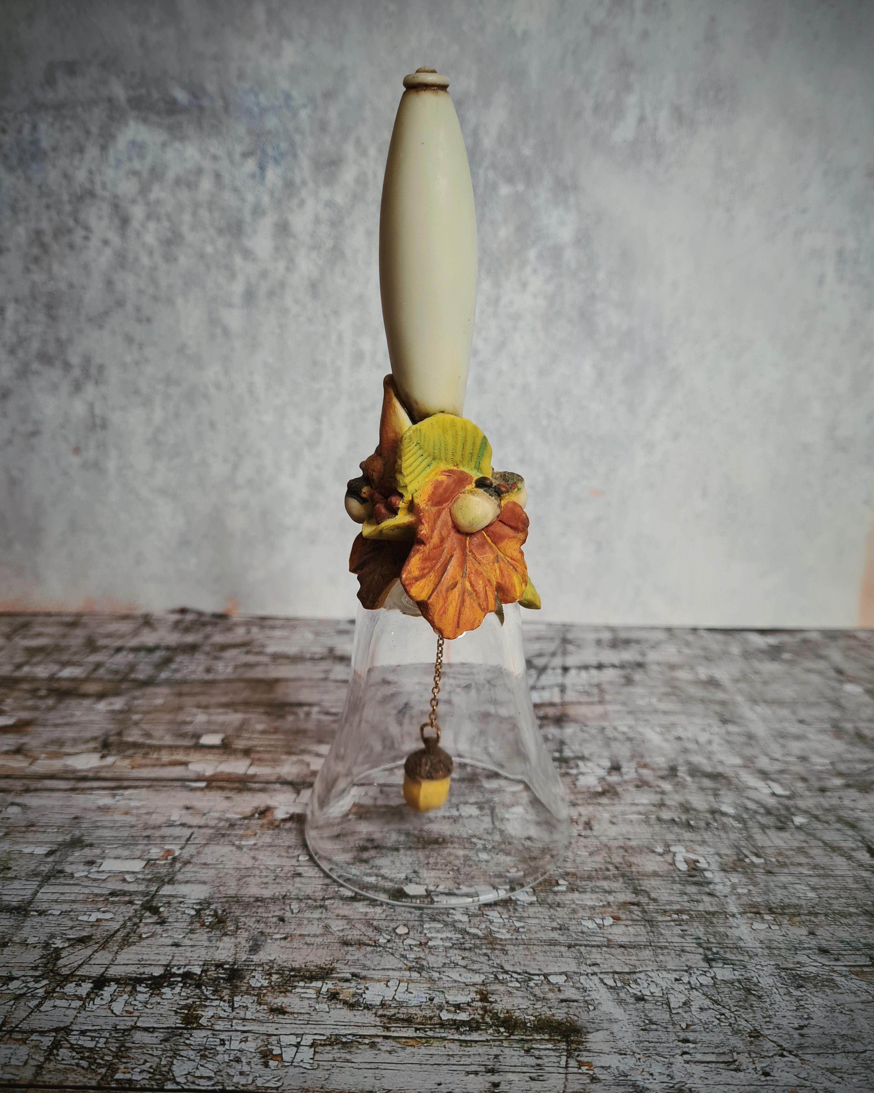 Vintage Autumn Crystal Bell with Acorn Clapper