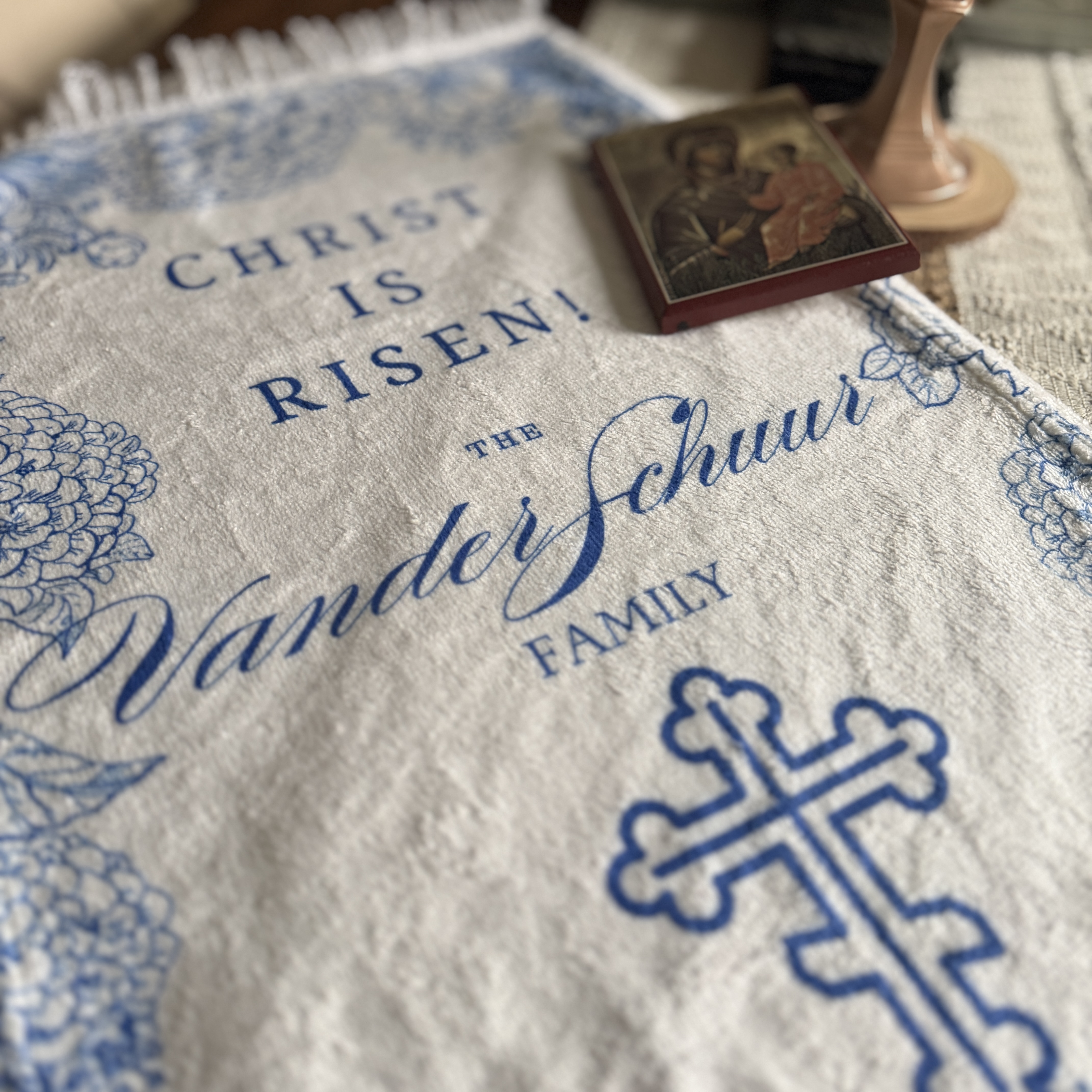 Custom Family Pascha Kitchen Towel | Easter Basket Cover (Custom)
